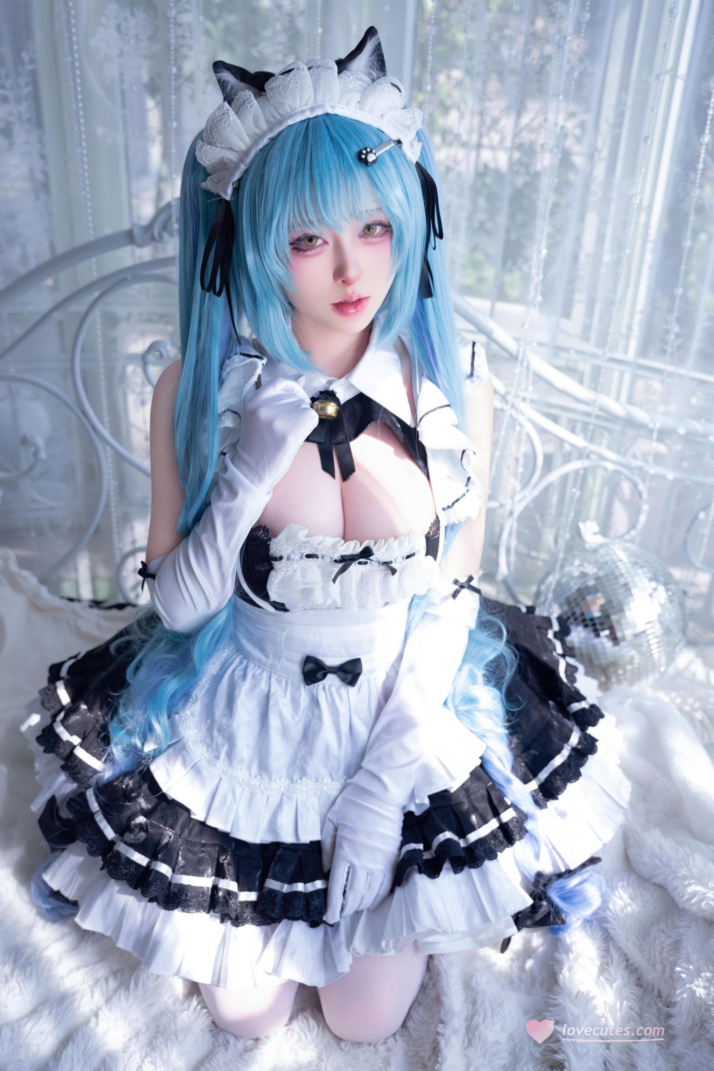 [cosplay] 清水由乃 - Nikke胜利女神 普利瓦蒂：蓝发猫耳女仆 白丝露点还原 85P1V