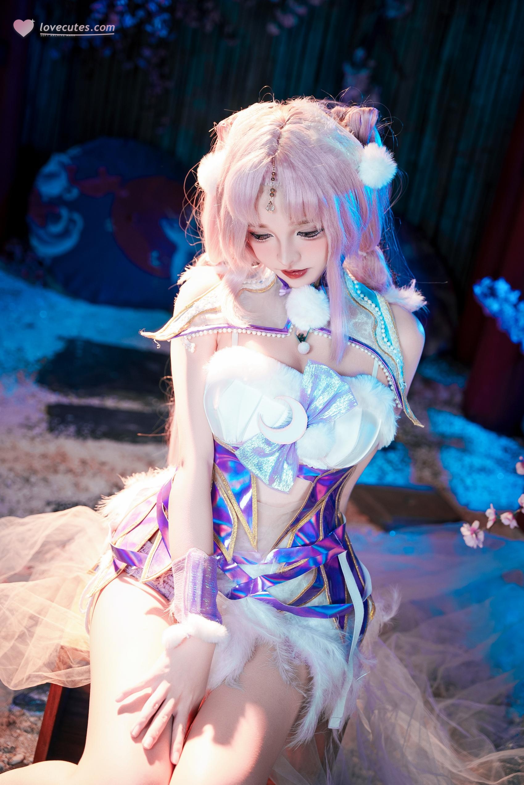 [cosplay] 阿薰kaOri - 永劫无间 殷紫萍：粉发樱花礼装露点露穴 大尺度还原 61P1V
