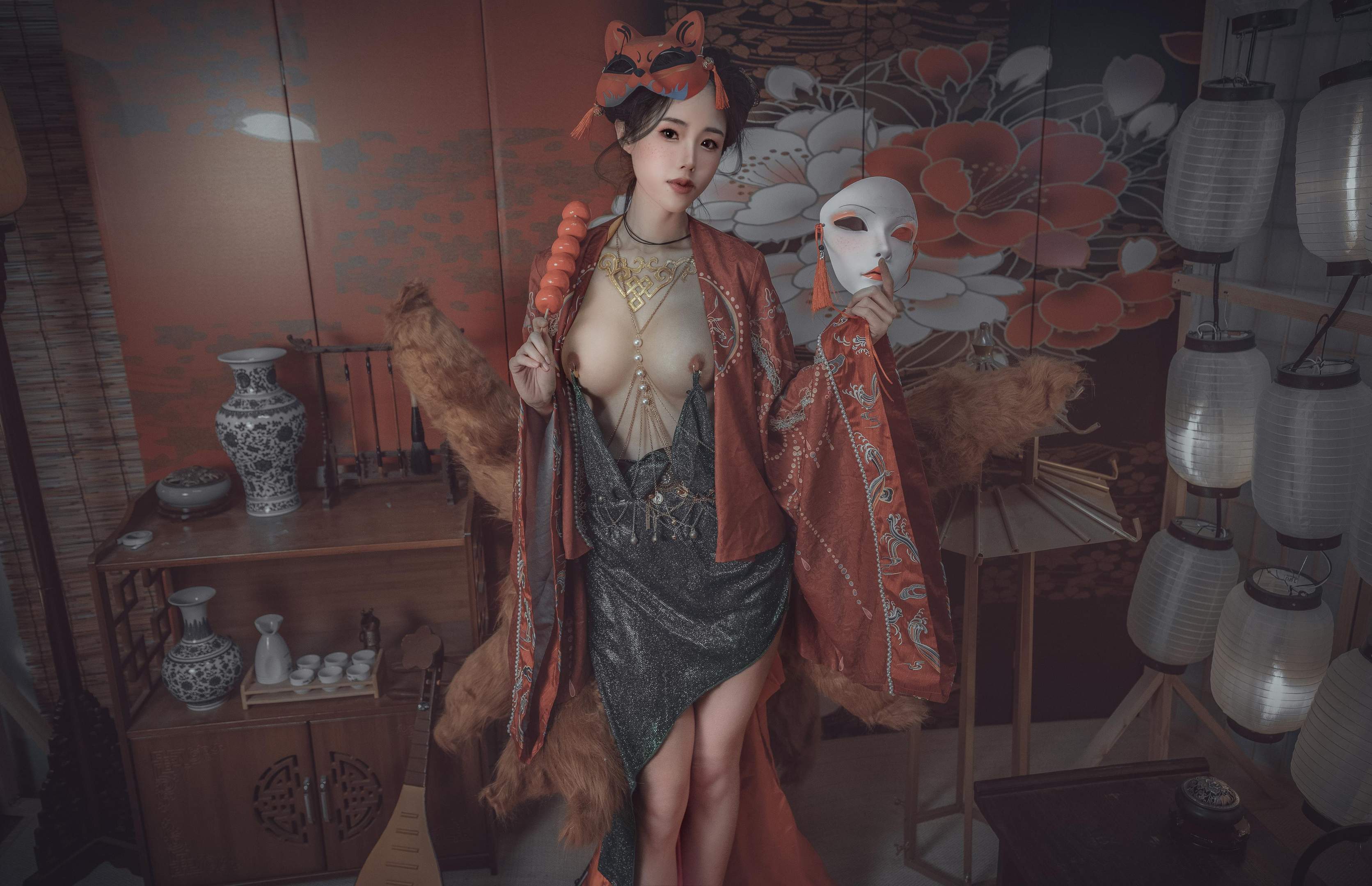 [写真] 钛合金TiTi - 青丘赤狐：古风狐系露肩低胸 美腿美胸 64P