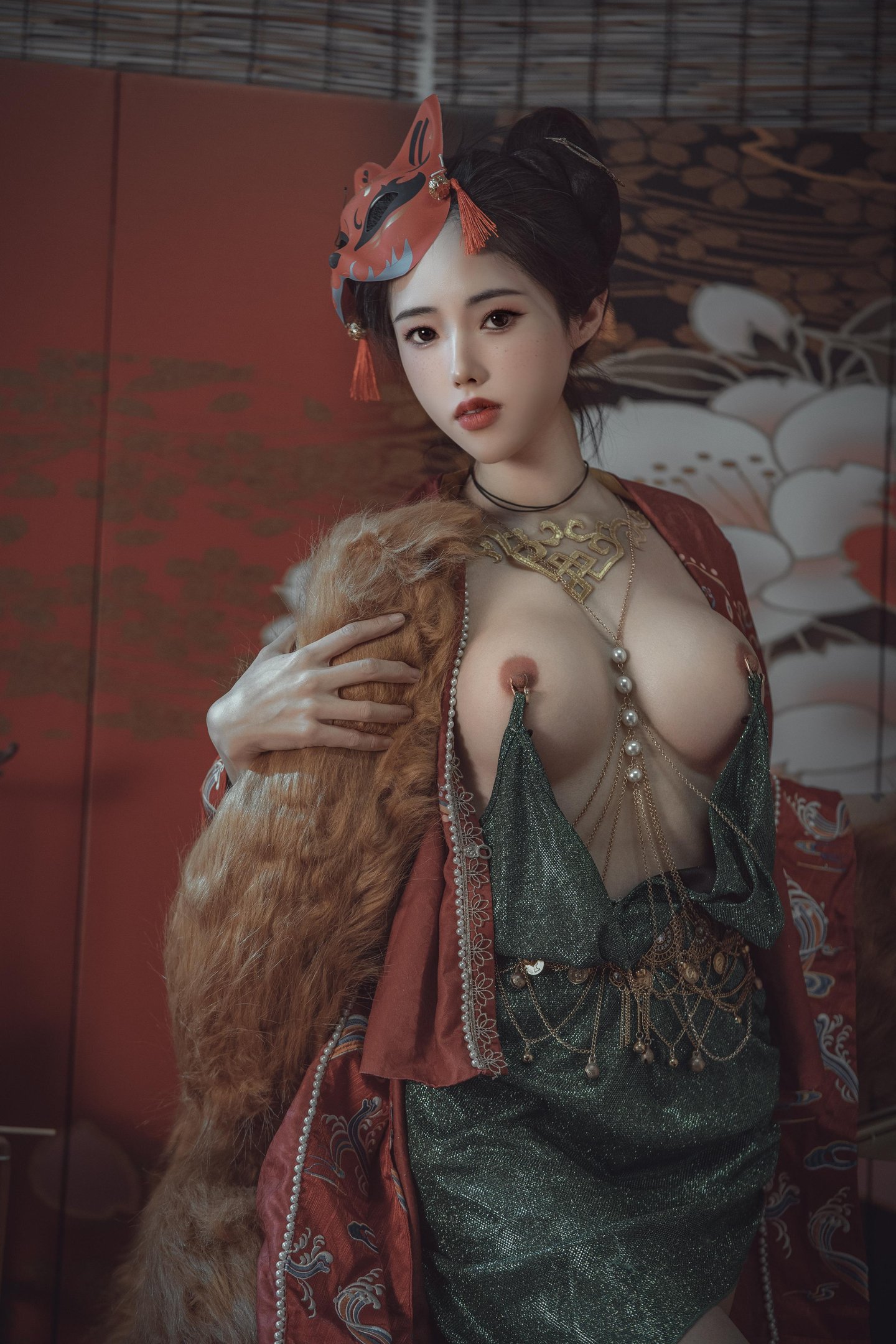 [写真] 钛合金TiTi - 青丘赤狐：古风狐系露肩低胸 美腿美胸 64P