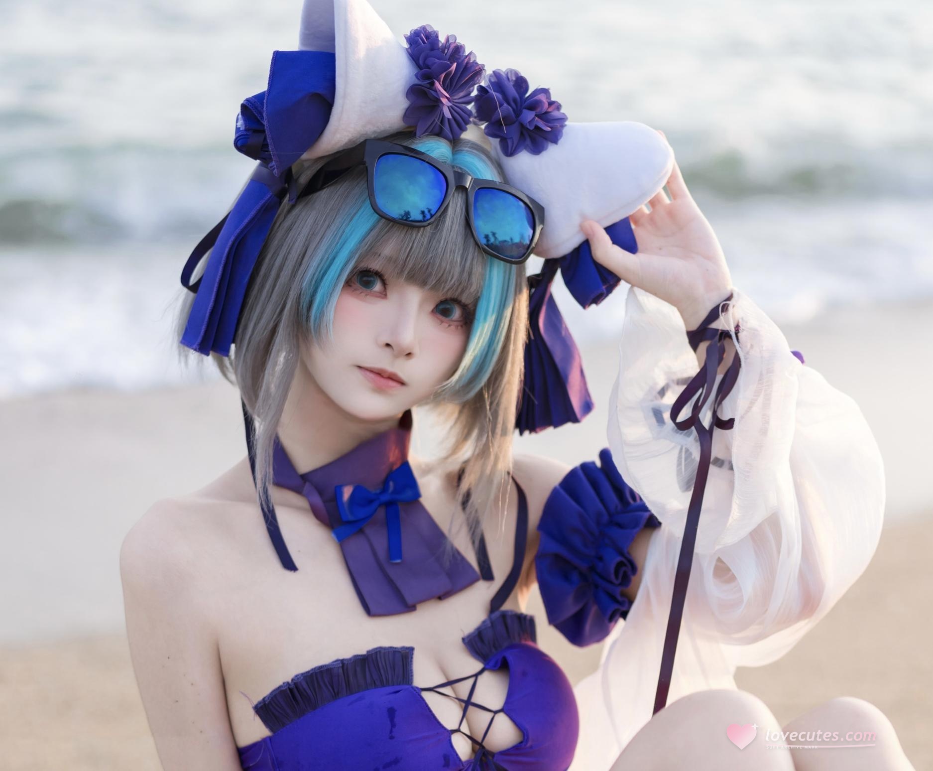 [costume] 九柒喵 - 碧蓝航线 Chai Quận Bơi: Bikini Bãi Biển, Đùi Đẹp, Mông Quyến Rũ 26P