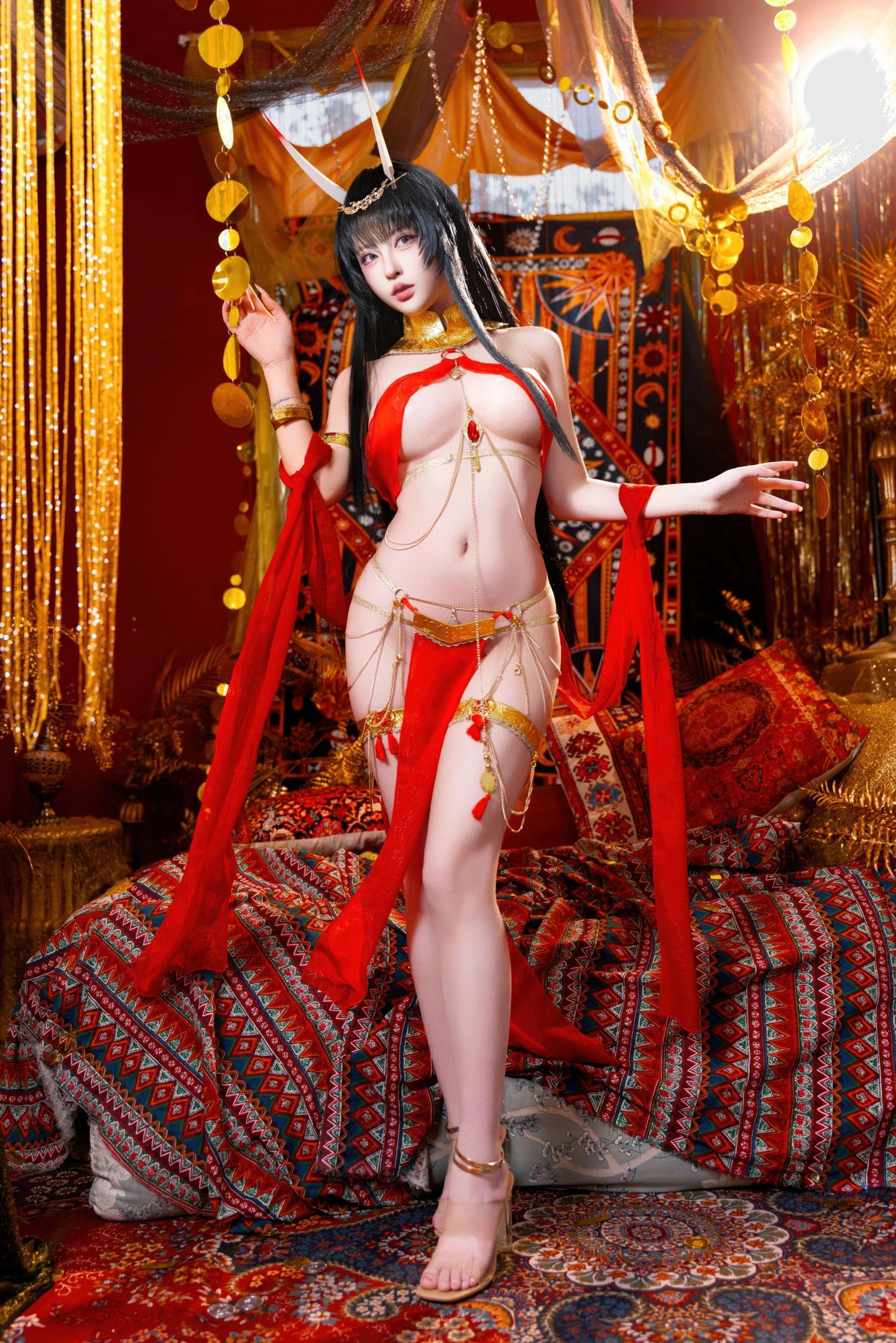 '[cosplay] 清水由乃 - 碧蓝航线 能代舞娘: Cô Nàng Mặc Đầm Đỏ Với Đôi Chân Dài Và Mông Quyến Rũ 59P2V'