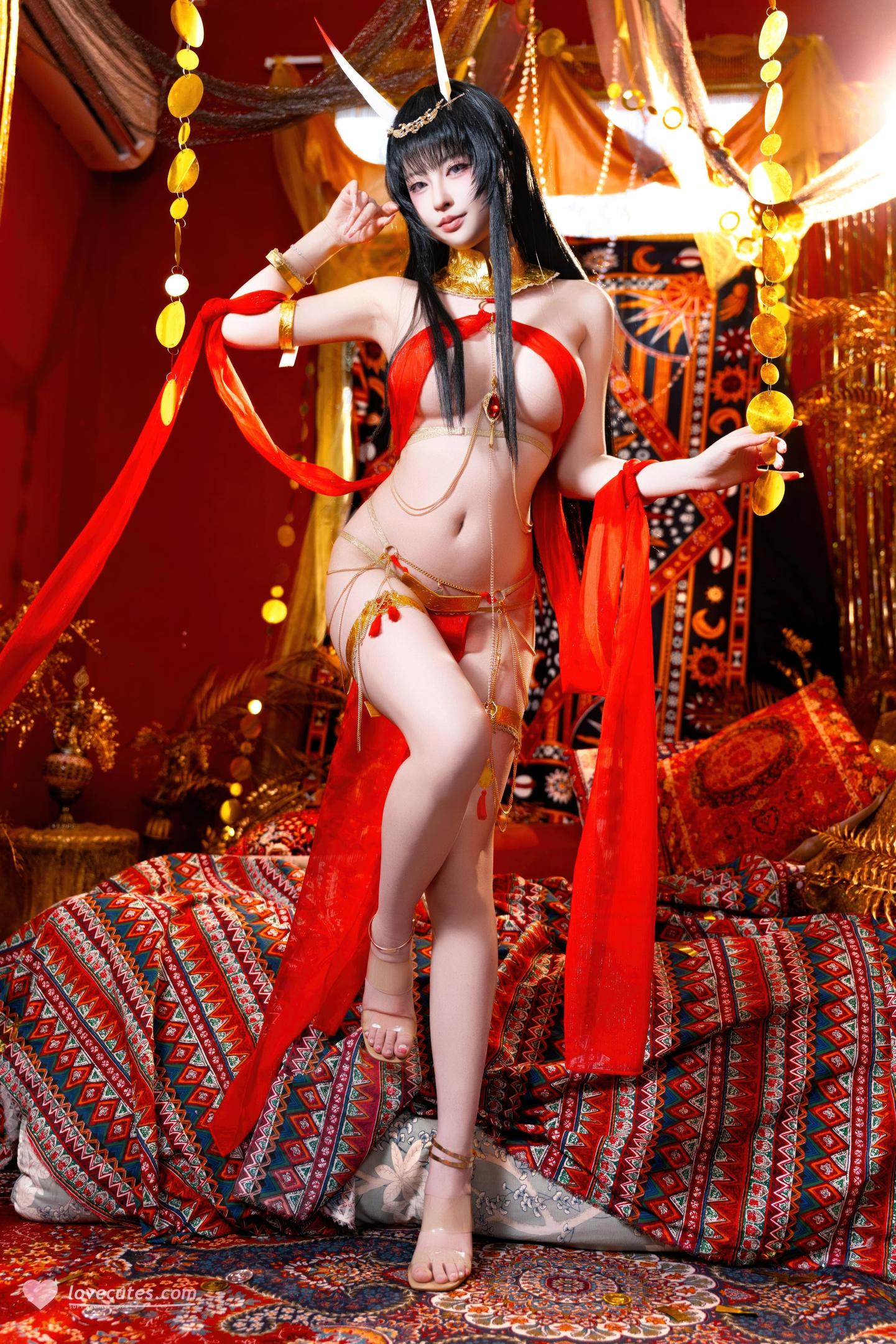 '[cosplay] 清水由乃 - 碧蓝航线 能代舞娘: Cô Nàng Mặc Đầm Đỏ Với Đôi Chân Dài Và Mông Quyến Rũ 59P2V'