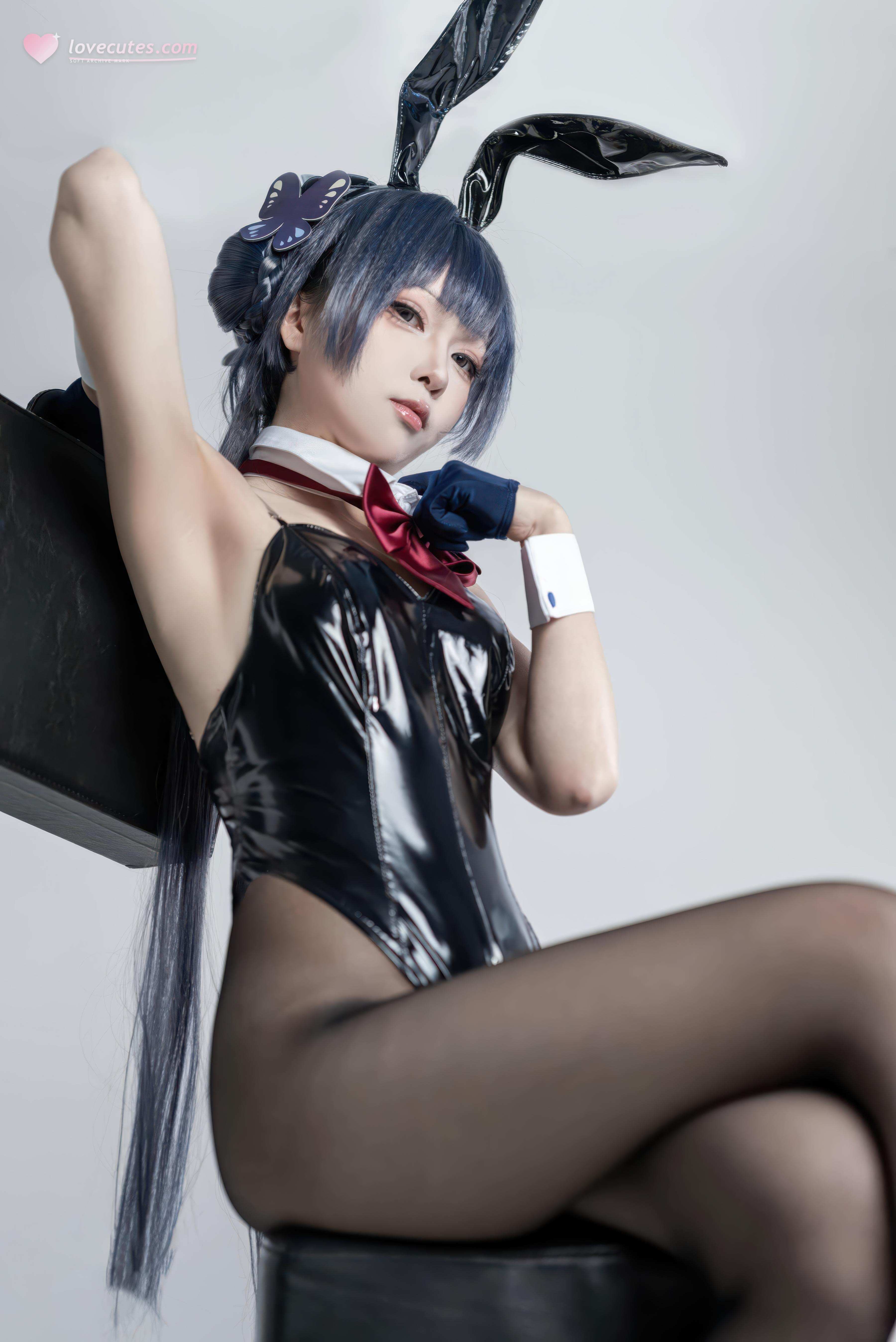[cosplay] 矢量鱼 - 妃咲兔女郎：黑丝高跟兔女郎 翘臀美胸 28P