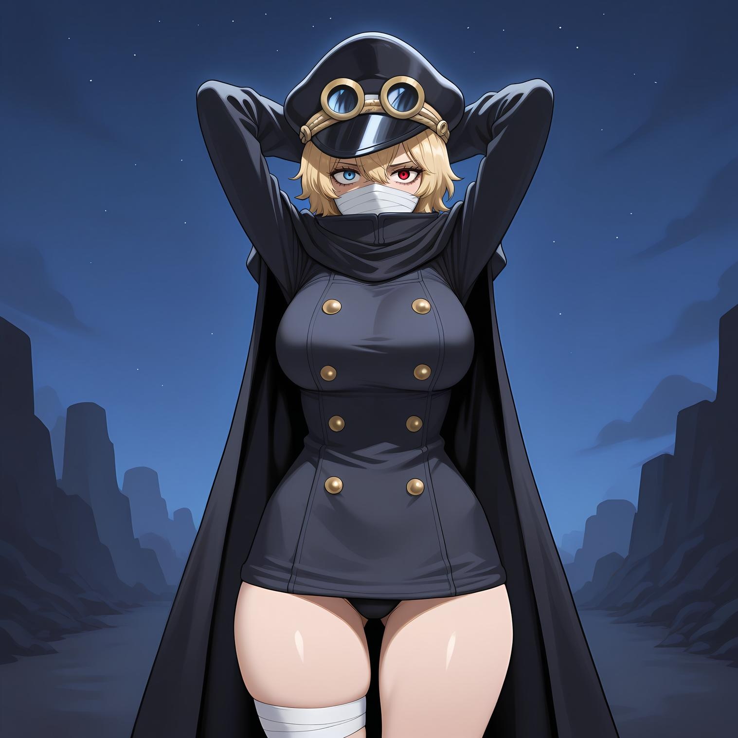 AI Generated Anime Girl - 海贼王 军子：黑色军装巨乳白虎露穴 翘臀美腿 73P