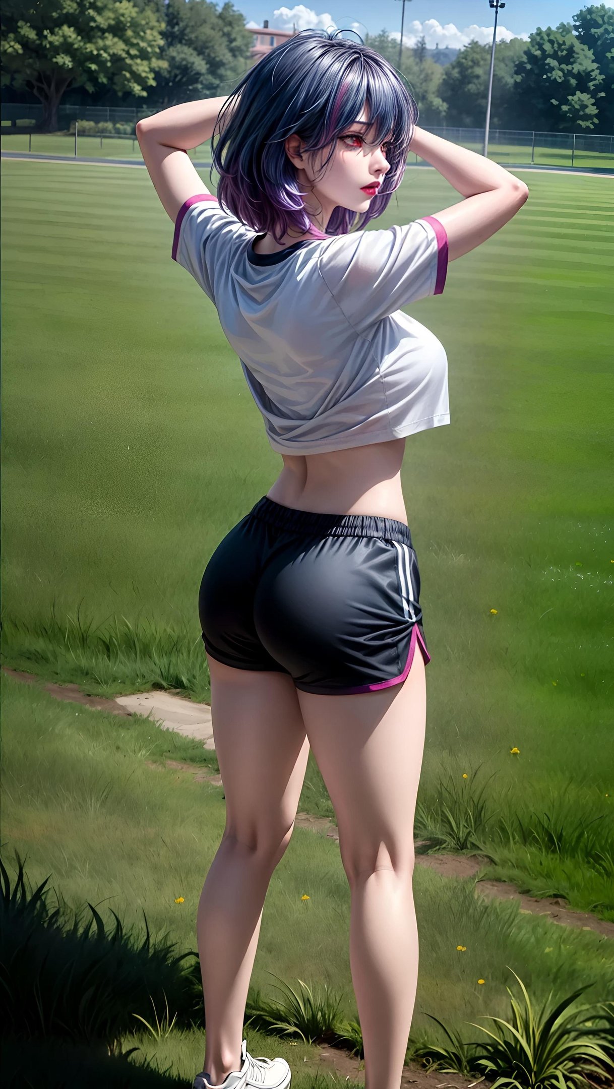 AI Generated Anime Girl - Vermeil：夜巷捆绑巨乳翘臀 黑发美腿 63P