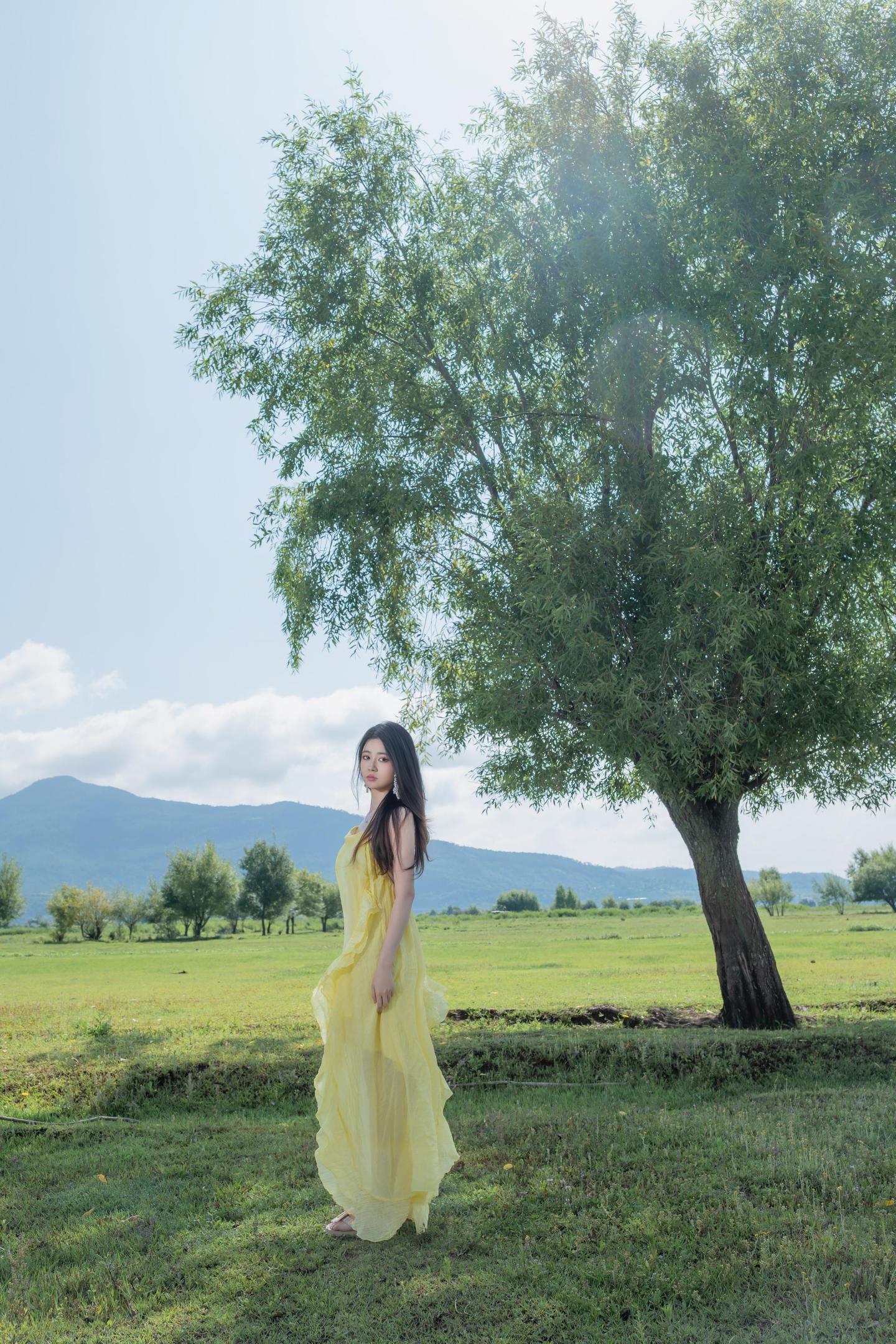 [写真] 年年Nnian - 緑の草原と黄色の布：美脚と露出のアウトドア撮影 83P