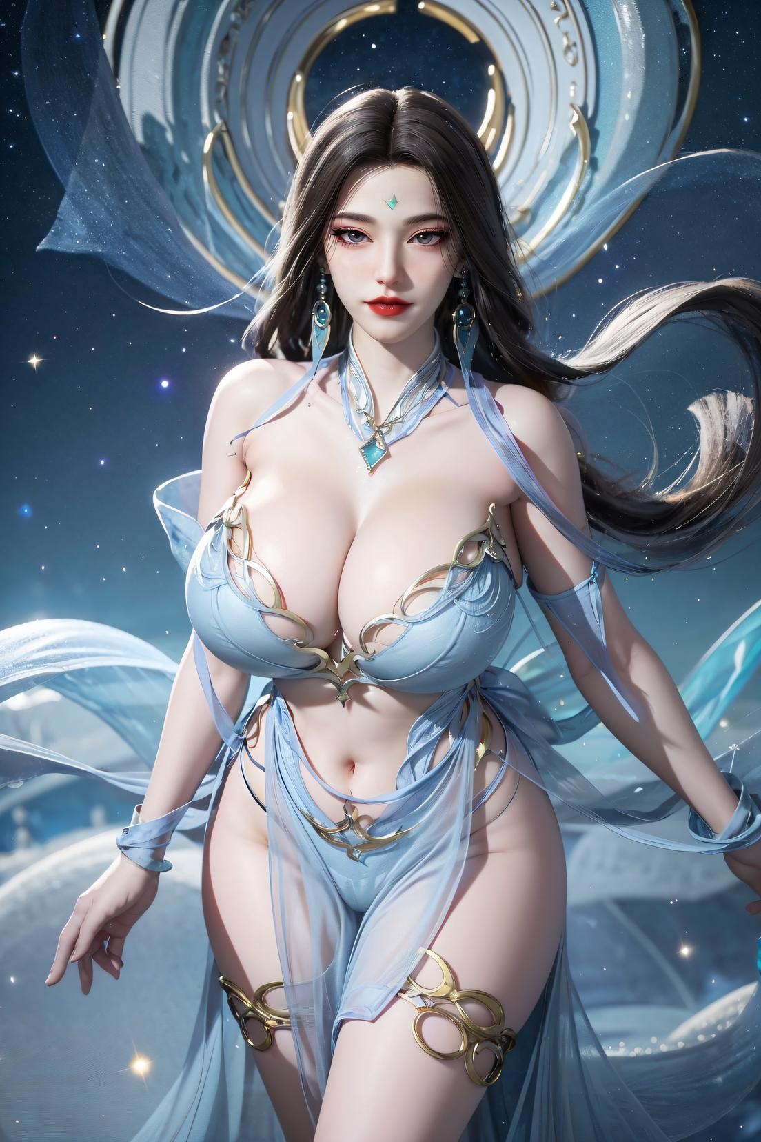 AI Generated Anime Girl - 姮娥：月宫轻纱巨乳翘臀 高跟美腿 111P