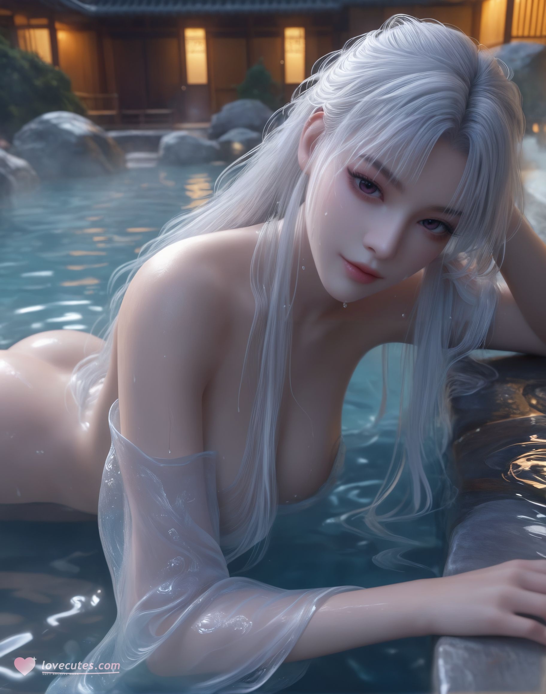 AI Generated Anime Girl - 小医仙与古风美女：温泉湿身巨乳露穴 双主题合集 153P