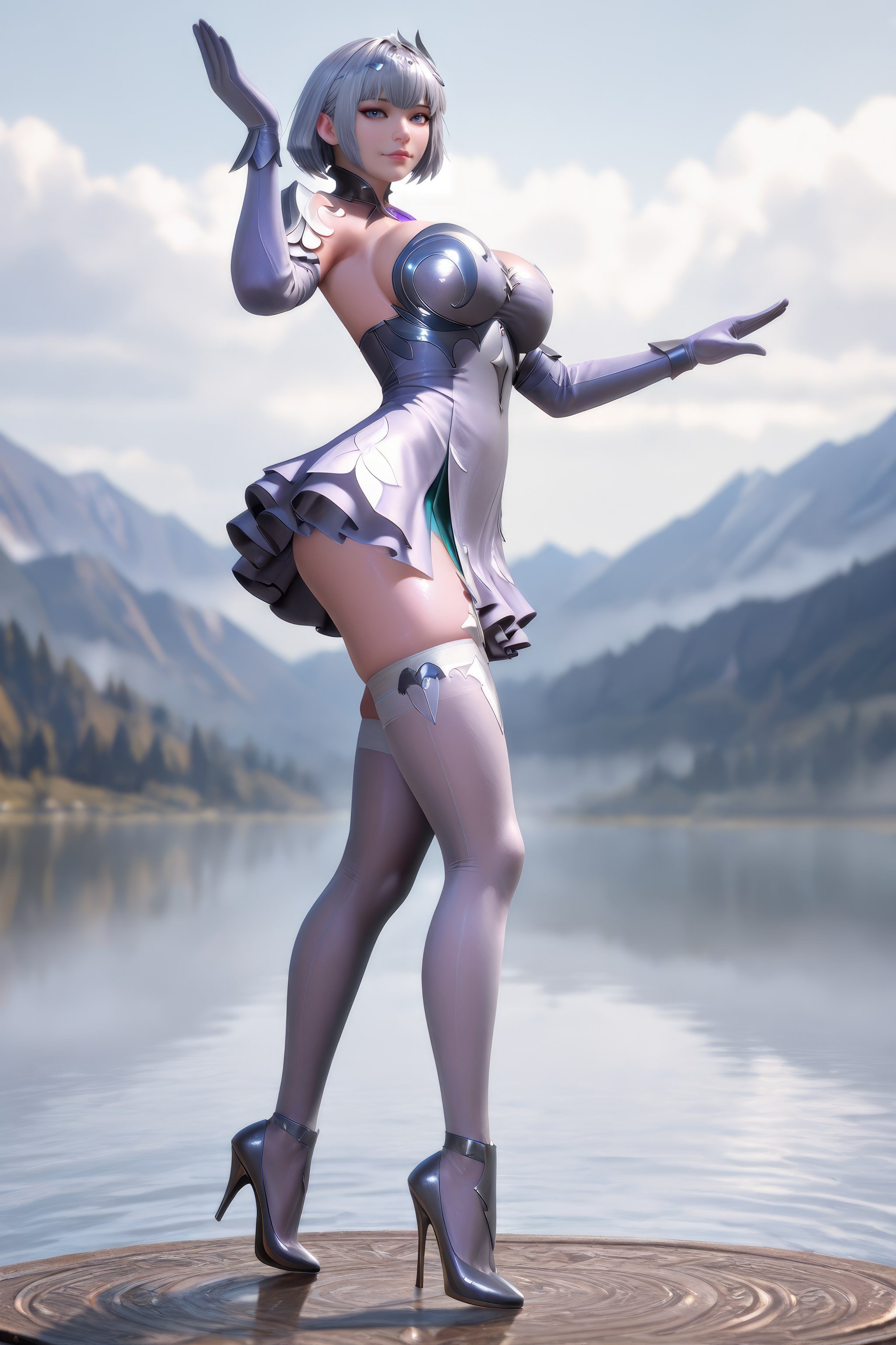 AI Generated Anime Girl - 斗罗大陆 叶泠泠：银发丝袜高跟 巨乳露穴翘臀 757P