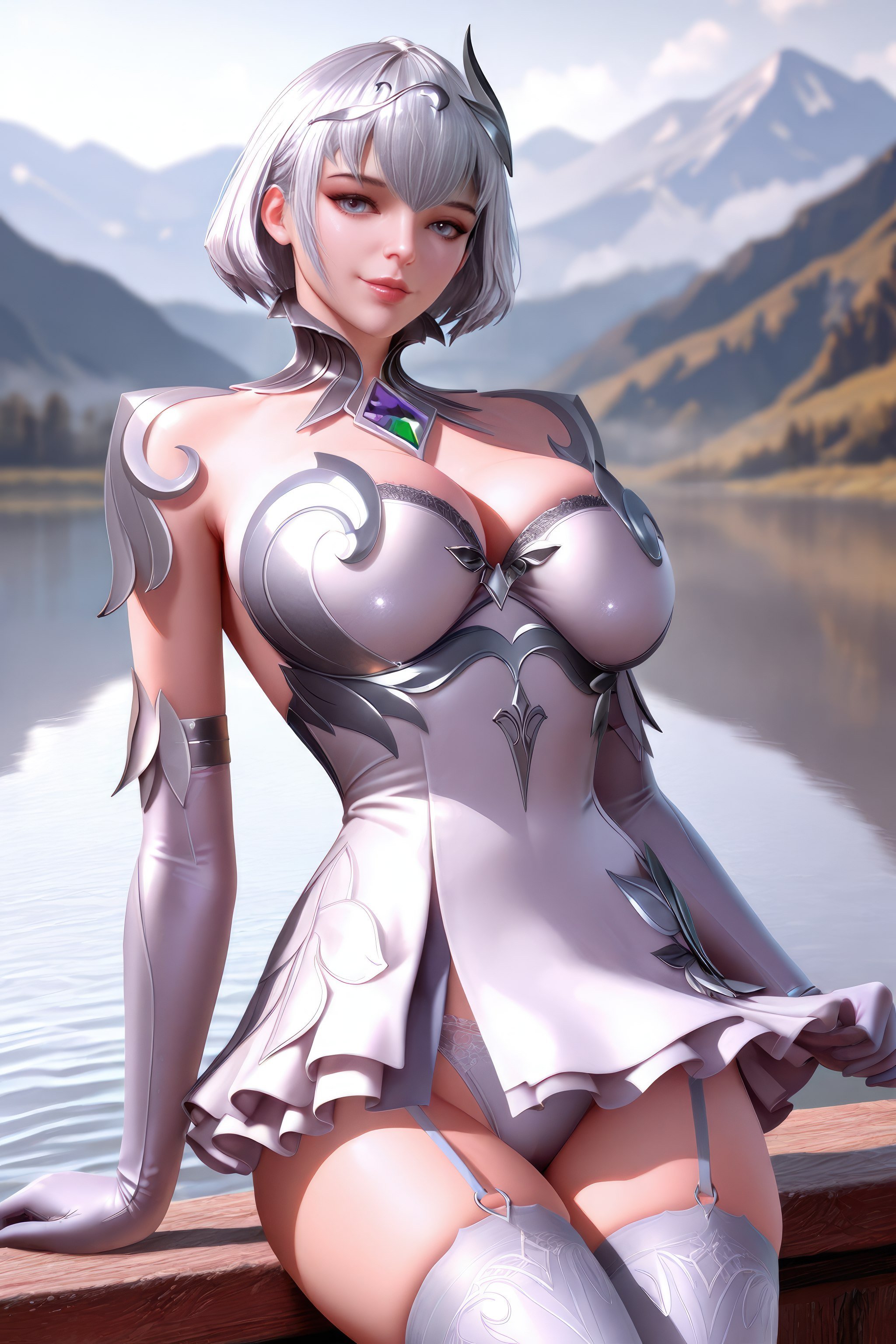 AI Generated Anime Girl - 斗罗大陆 叶泠泠：银发丝袜高跟 巨乳露穴翘臀 757P