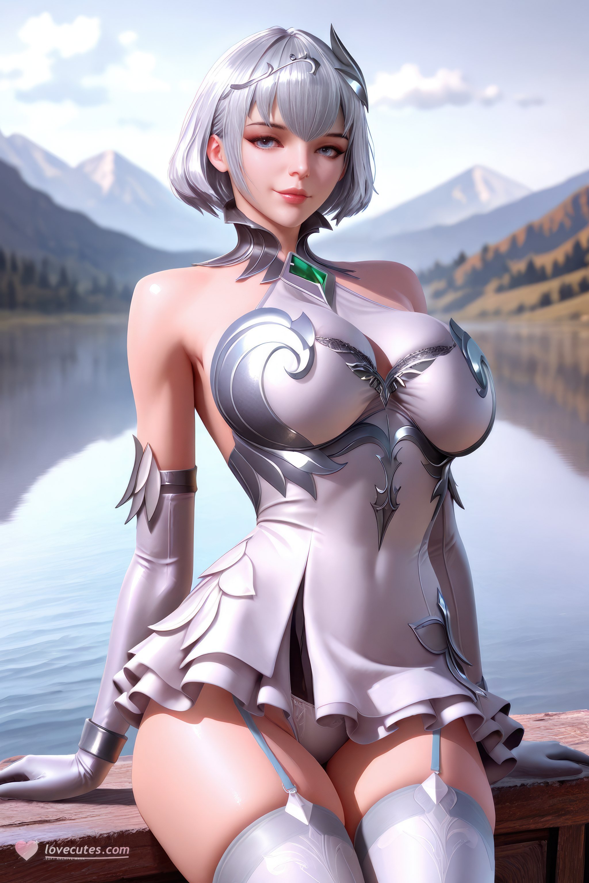 AI Generated Anime Girl - 斗罗大陆 叶泠泠：银发丝袜高跟 巨乳露穴翘臀 757P