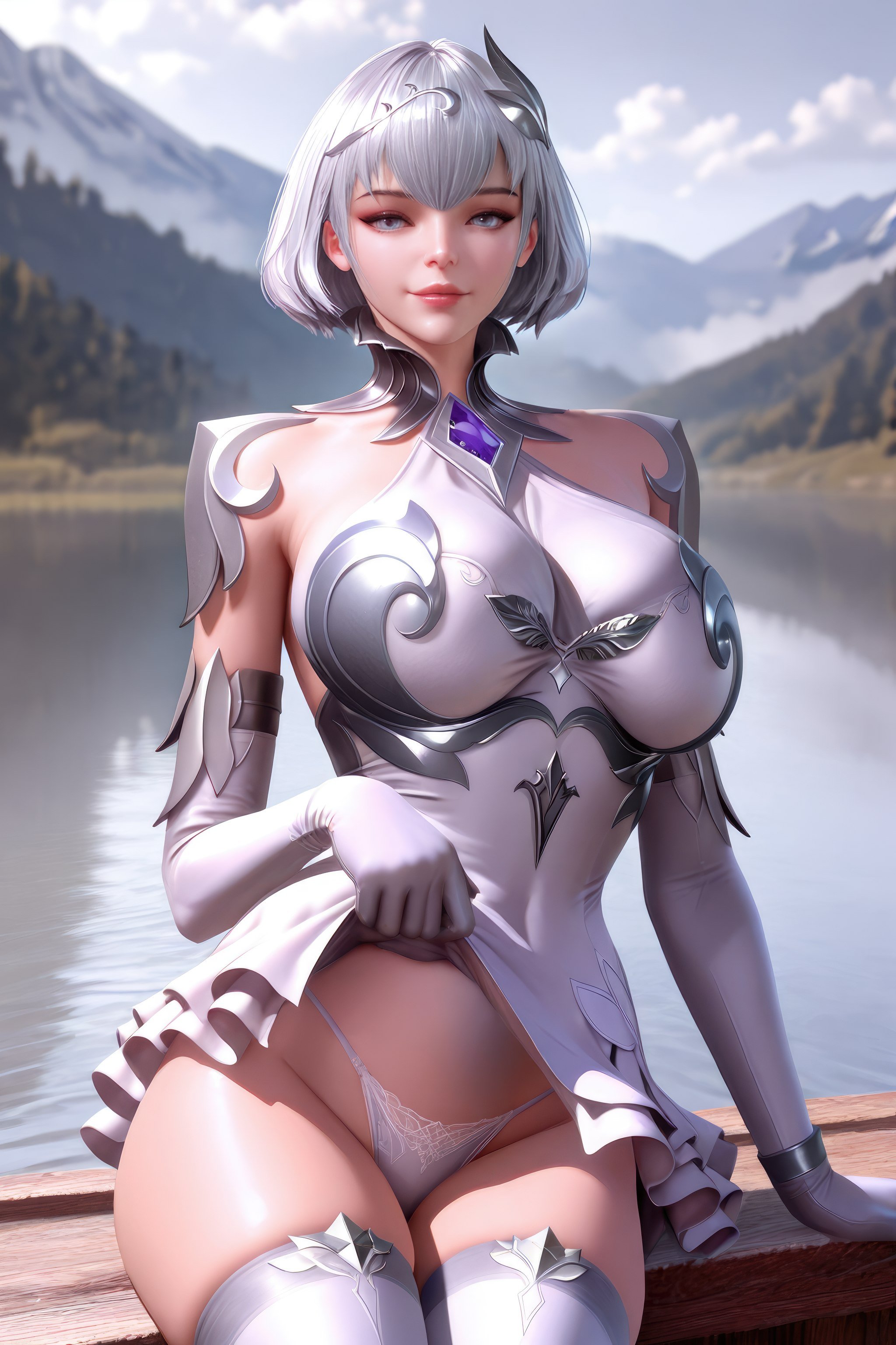 AI Generated Anime Girl - 斗罗大陆 叶泠泠：银发丝袜高跟 巨乳露穴翘臀 757P