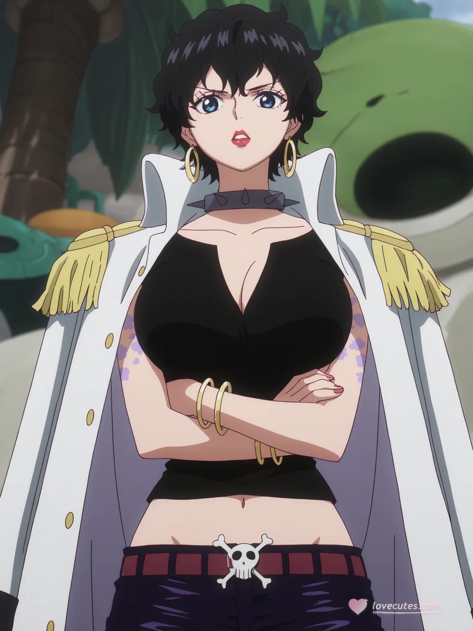 AI Generated Anime Girl - 海贼王 朵尔：黑短发军装爆乳露点 露穴翘臀 87P