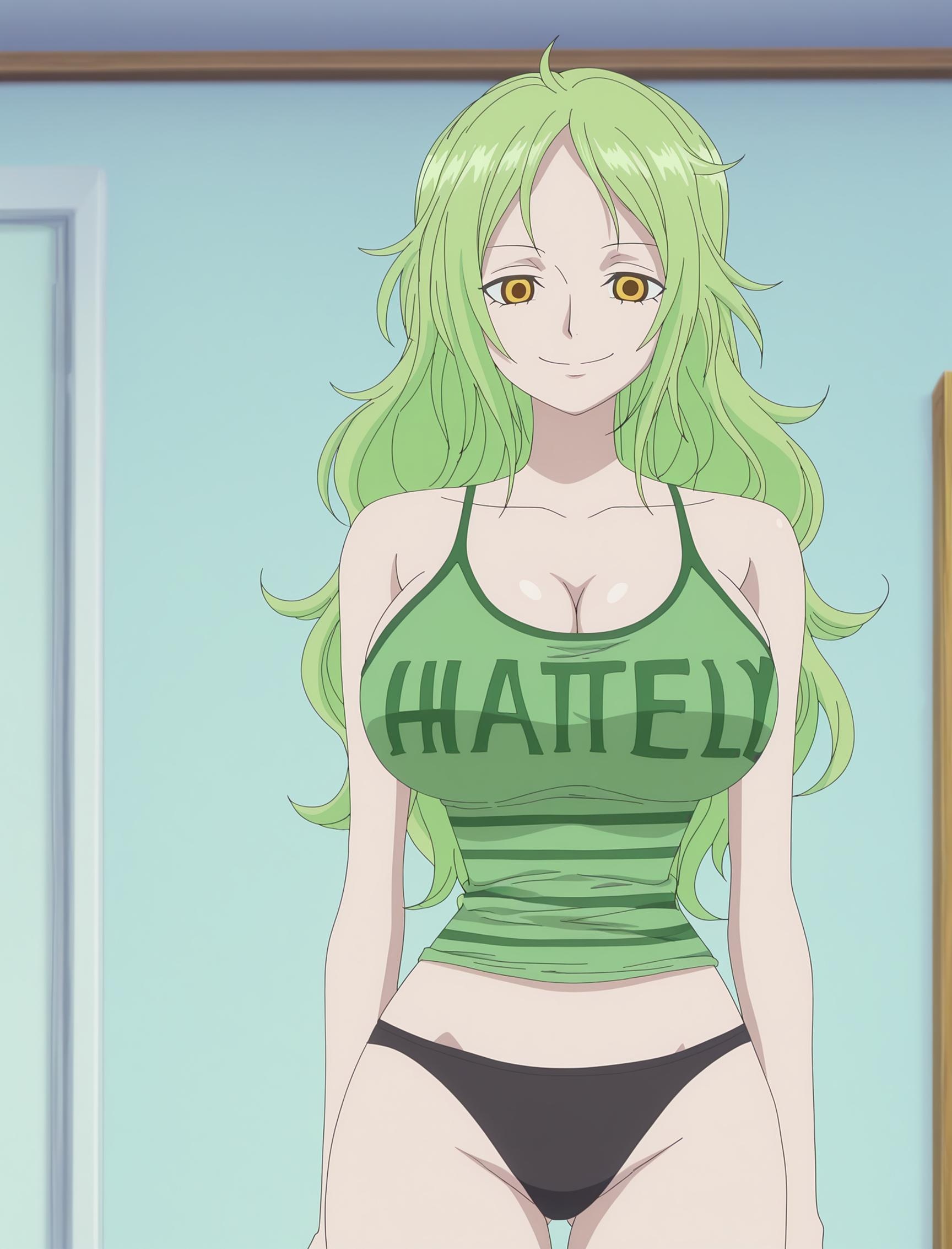 AI Generated Anime Girl - 海贼王 莫奈：绿发羽翼巨乳露点 露穴美腿 108P