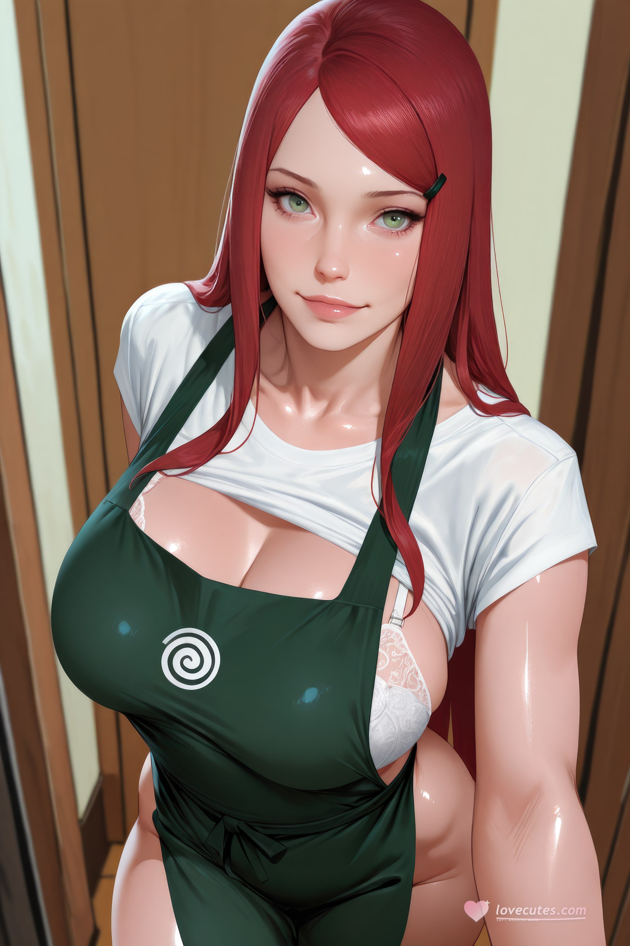 AI Generated Anime Girl - 火影忍者 漩涡玖辛奈：绿裙巨乳露穴 泳池翘臀 707P