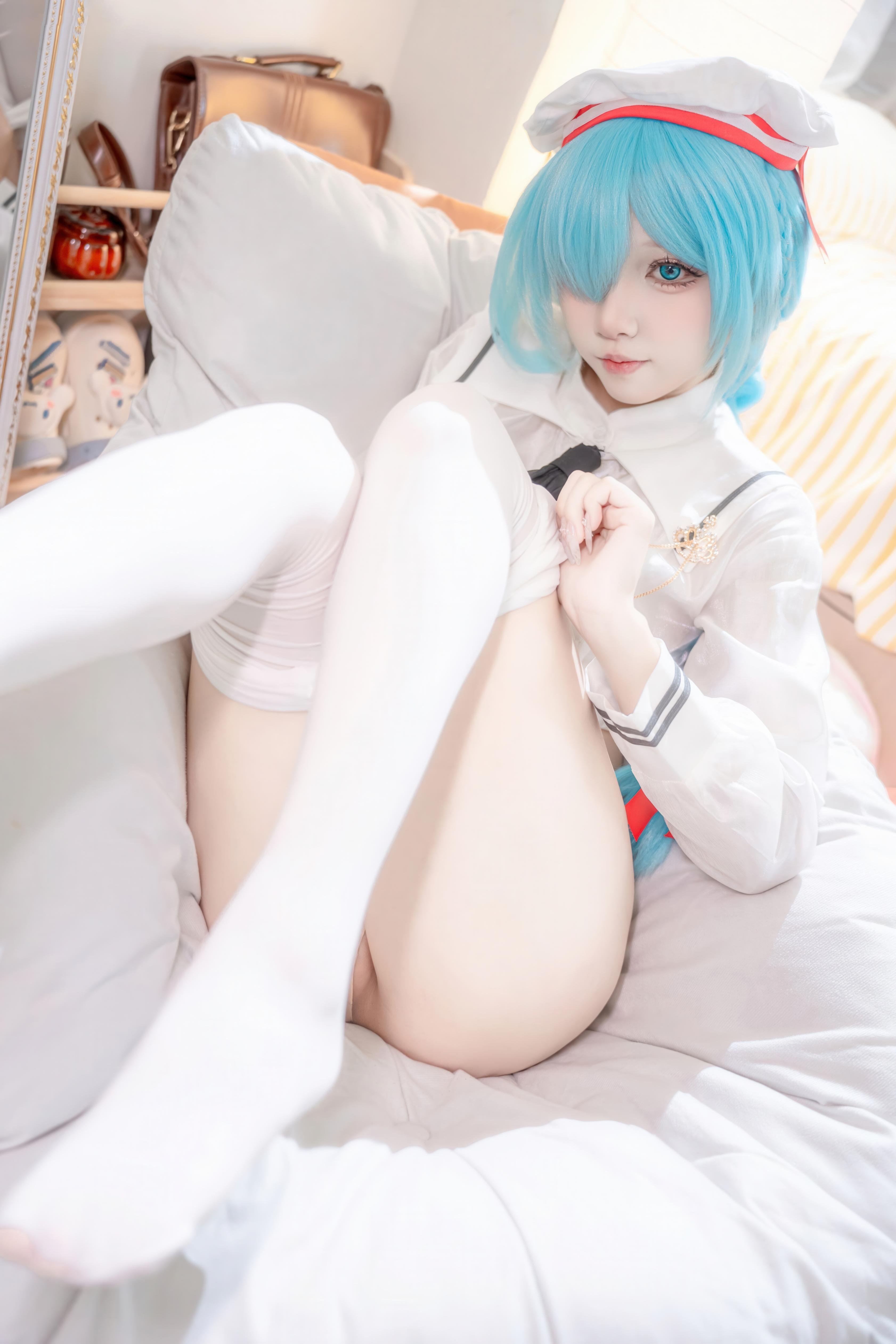 [costume] Giấy Nguyệt Etsu_ko - Đột Kích Xanh Janus JK: Áo Thủy Thủ Tất Trắng Tóc Xanh Dài, Tái Hiện Ngọt Ngào 58P