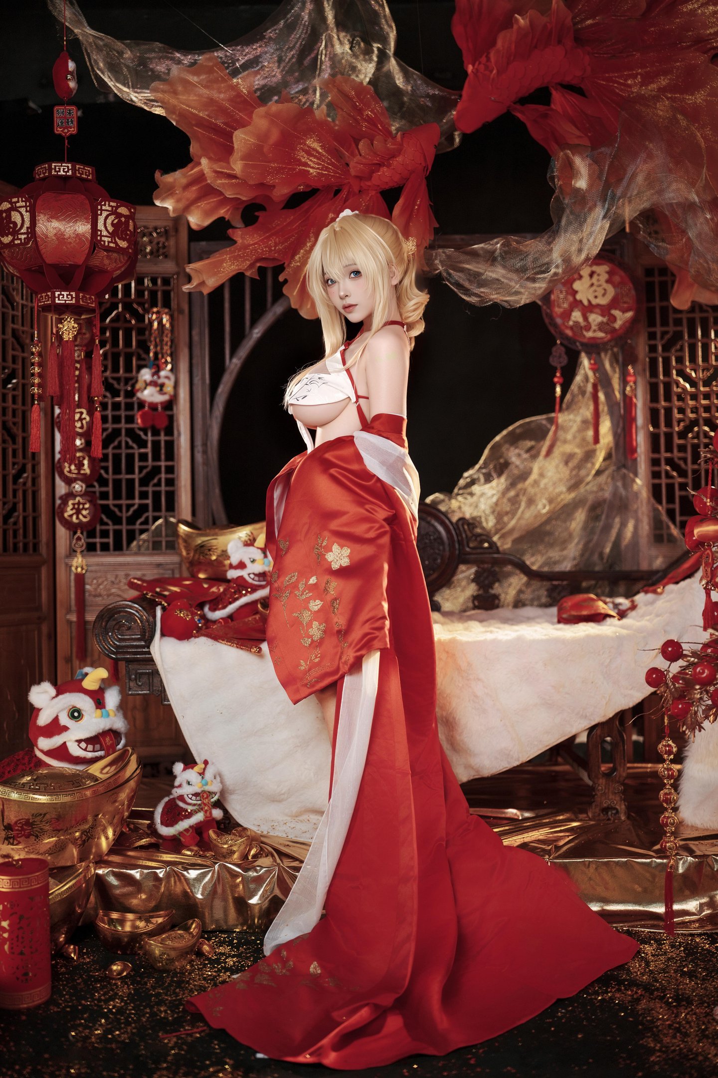 [私房] Bangni邦尼 - 凉夜香雪：红白和风绑带 露穴翘臀私房 81P6V