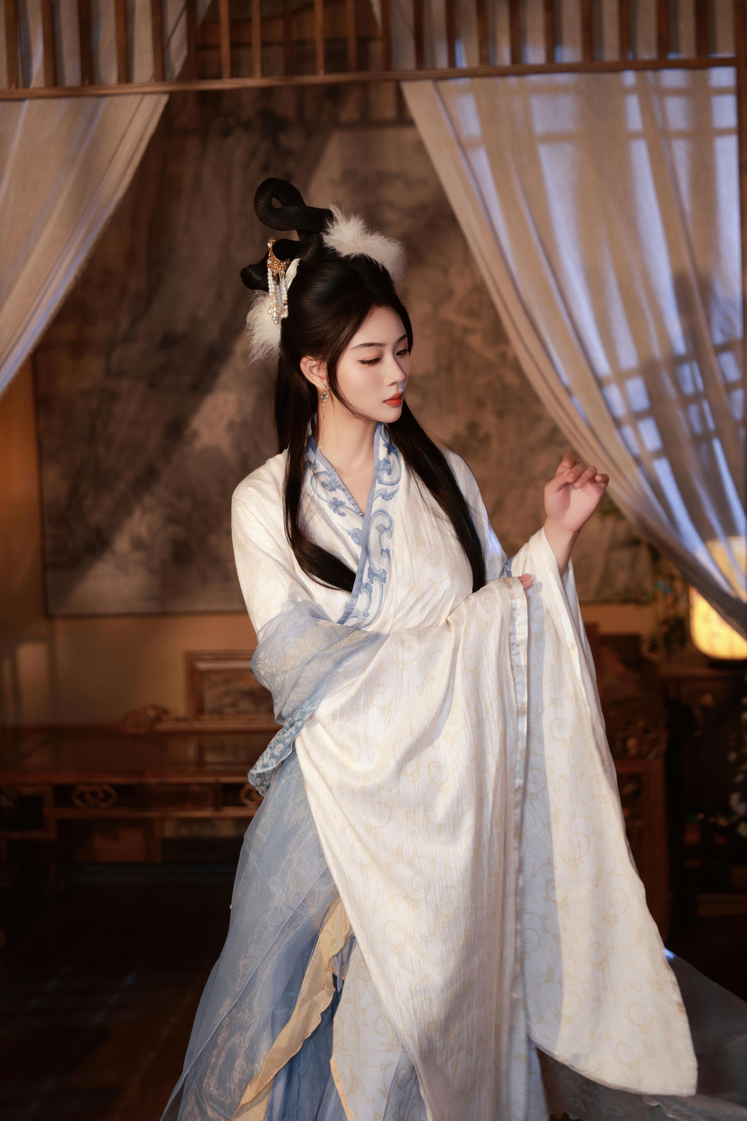 [私房] 南乔 - 中秋主题 古风汉服 嫦娥：轻纱古风贴纸遮点 美腿私房 114P