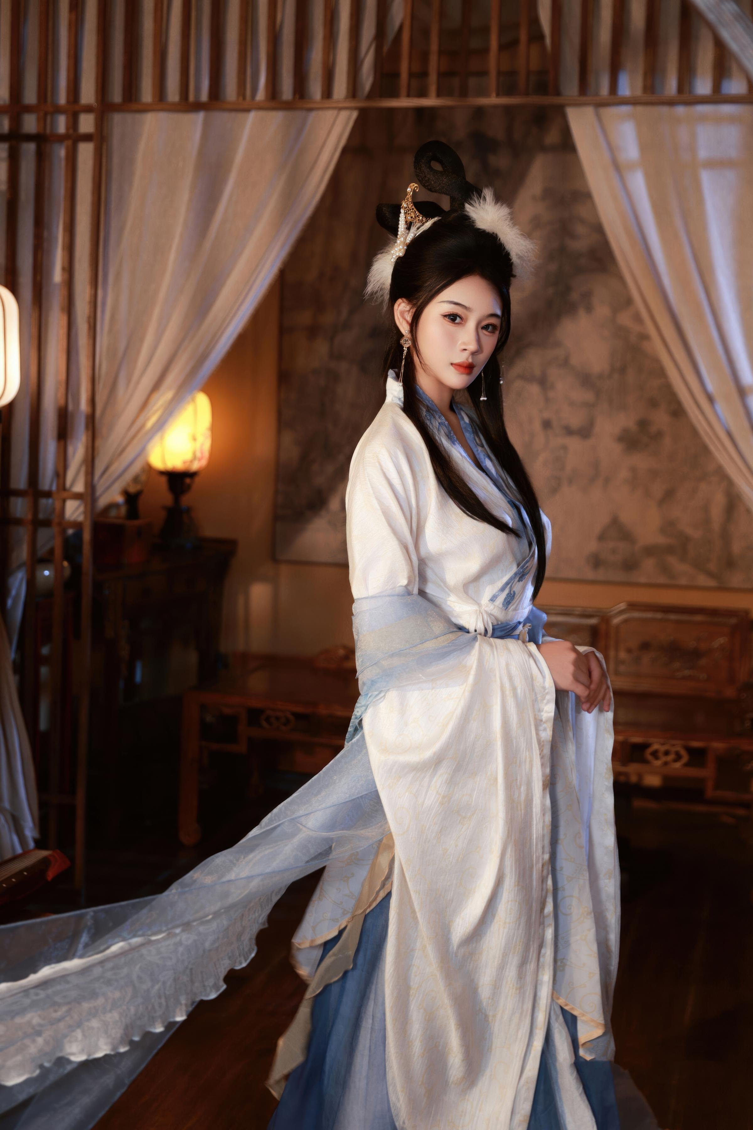 [私房] 南乔 - 中秋主题 古风汉服 嫦娥：轻纱古风贴纸遮点 美腿私房 114P