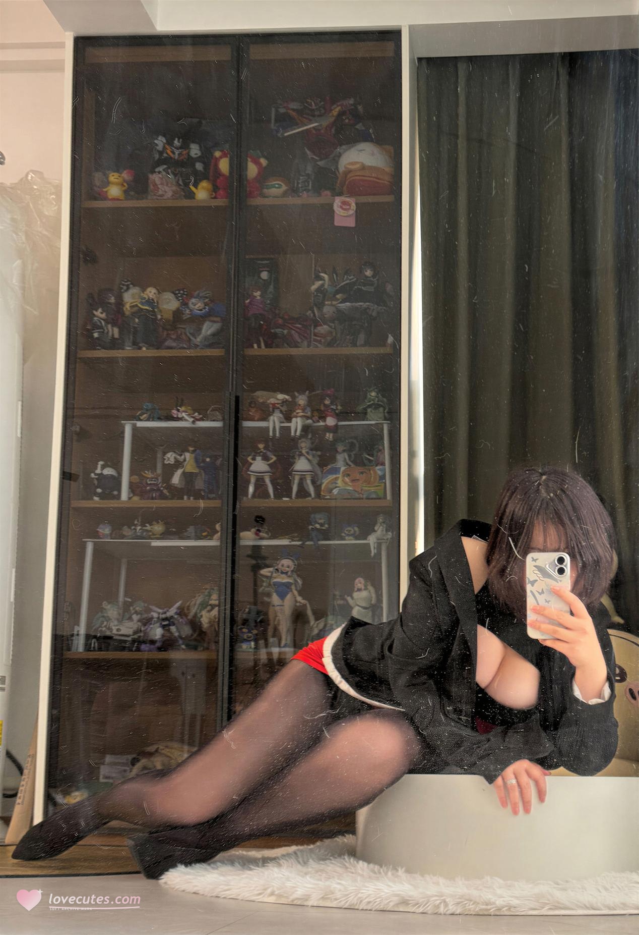 [Private] A-Ban is Very Happy Today - Office Worker Selfies: Black Stockings and Bodycon Skirt Selfies, Beautiful Legs, 76P3V