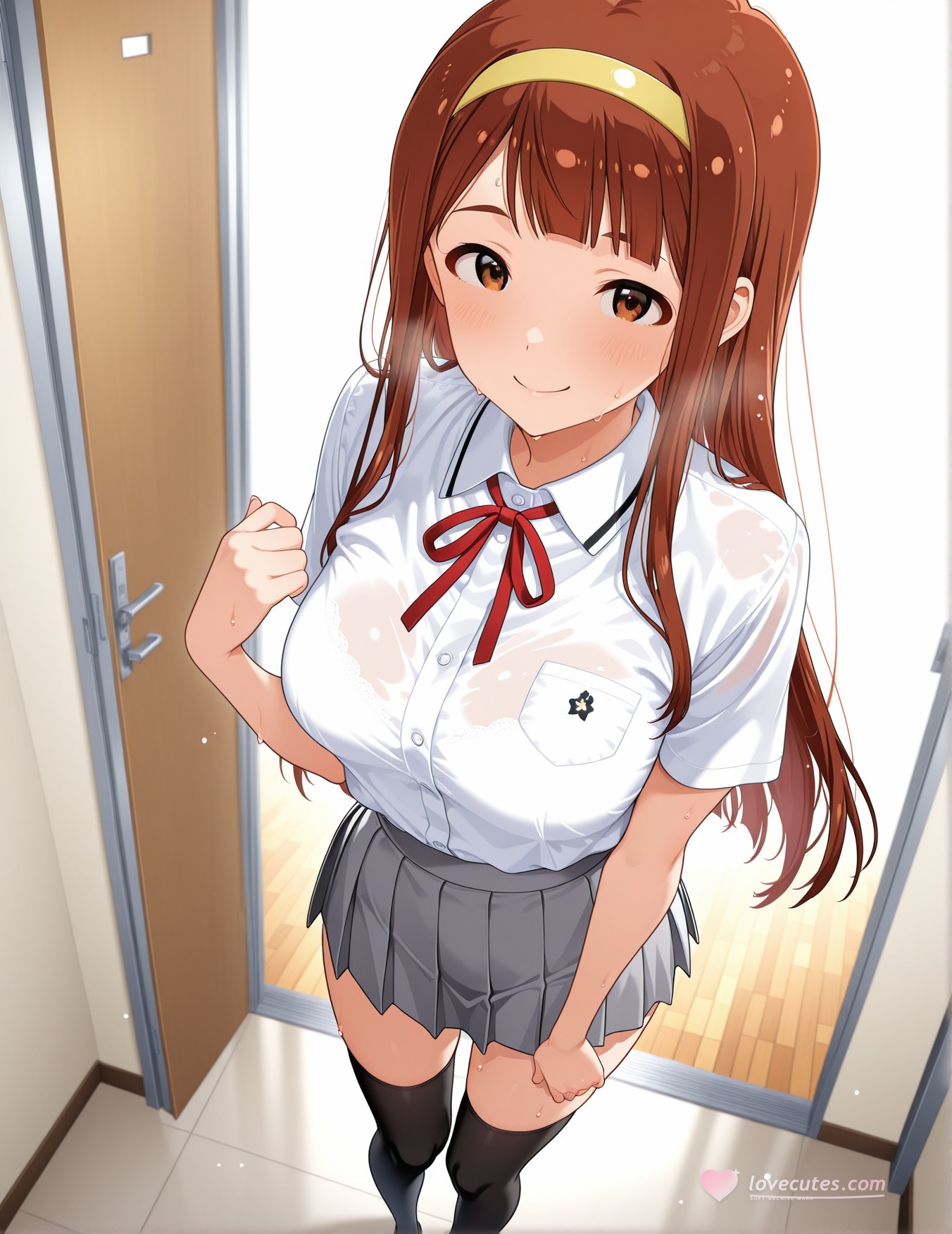 AI Generated Anime Girl - 偶像大师 田中琴叶：学生装紧身衣露穴 193P