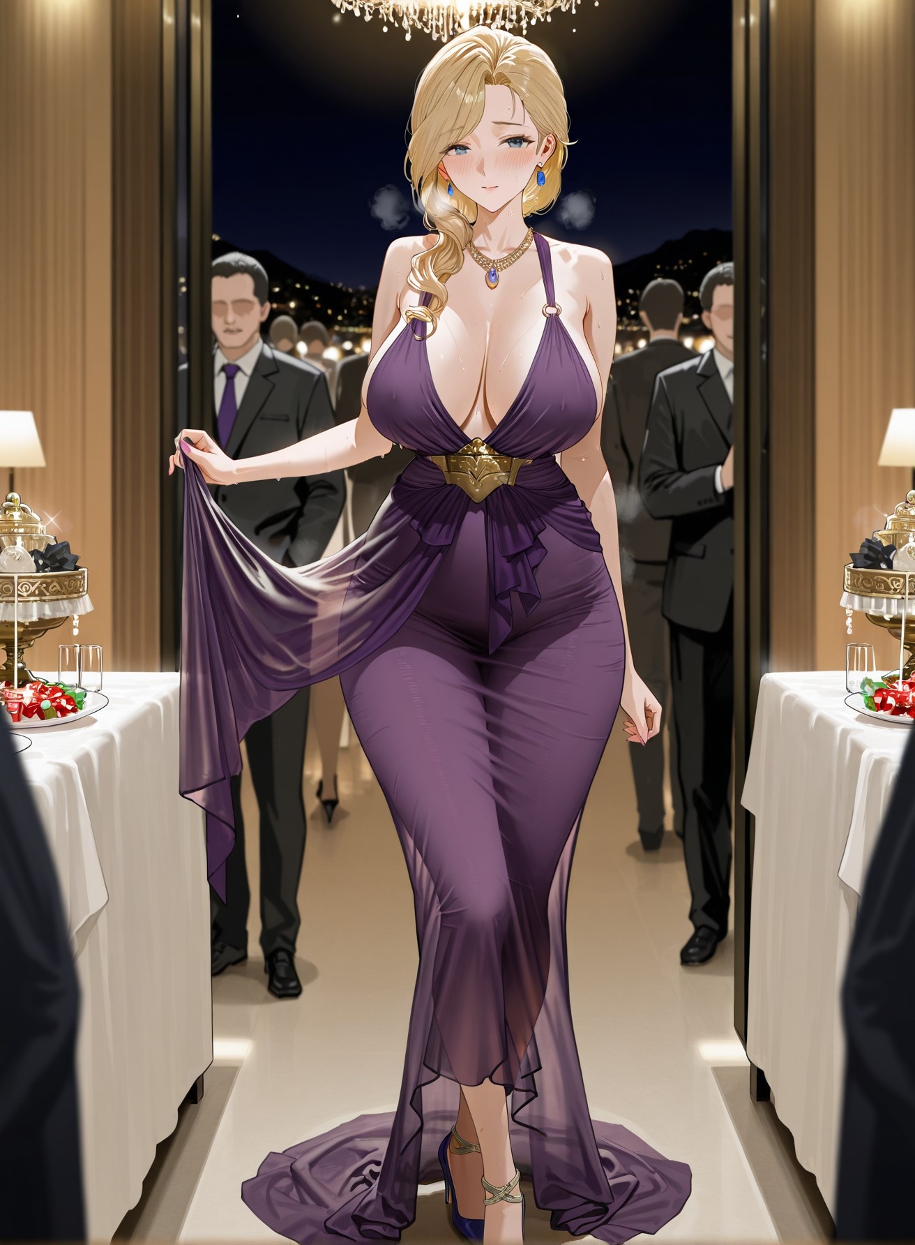 AI Generated Anime Girl - 碧蓝航线 胡德：晚礼服巨乳露穴 黑丝高跟 312P