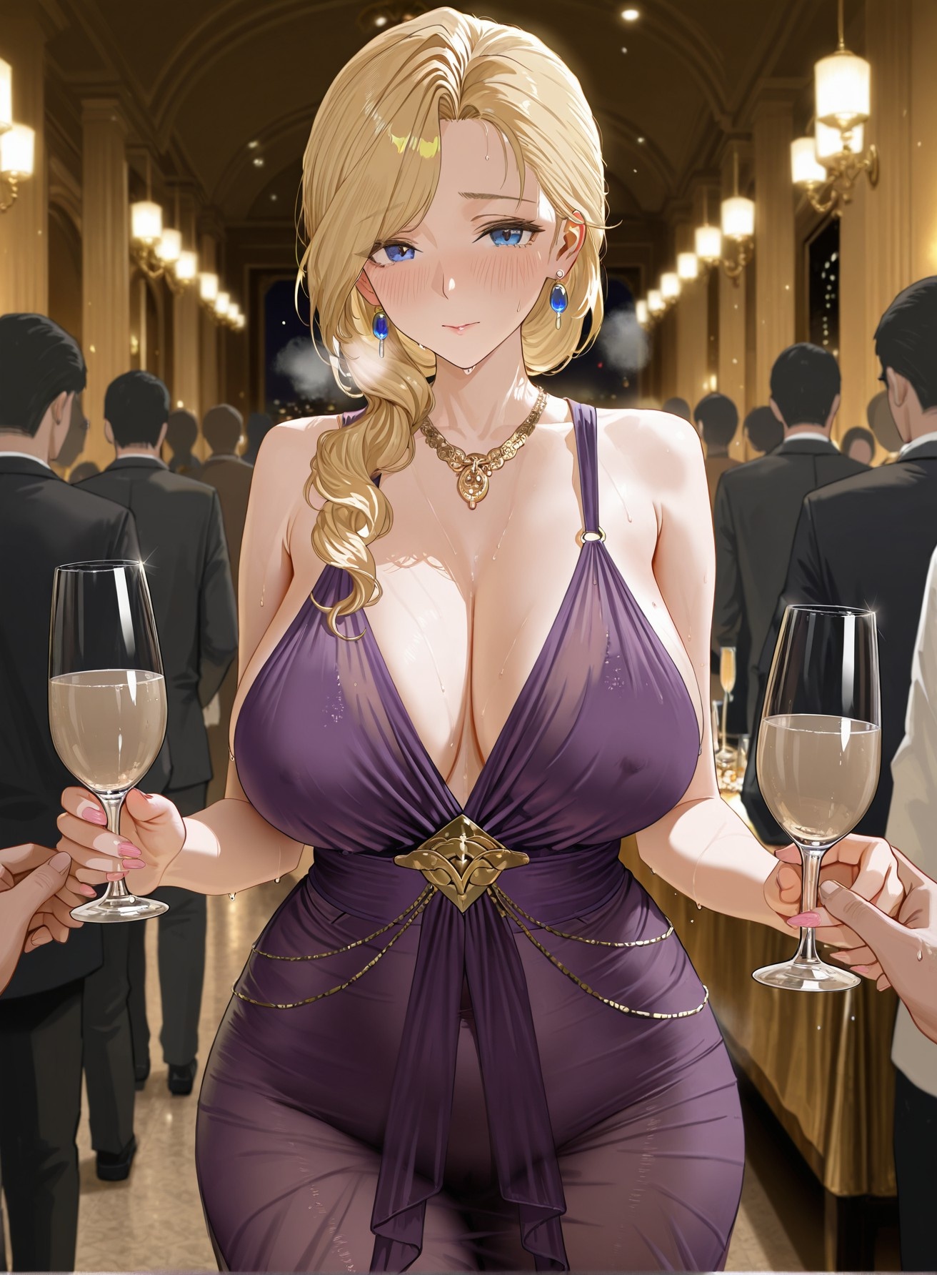 AI Generated Anime Girl - 碧蓝航线 胡德：晚礼服巨乳露穴 黑丝高跟 312P