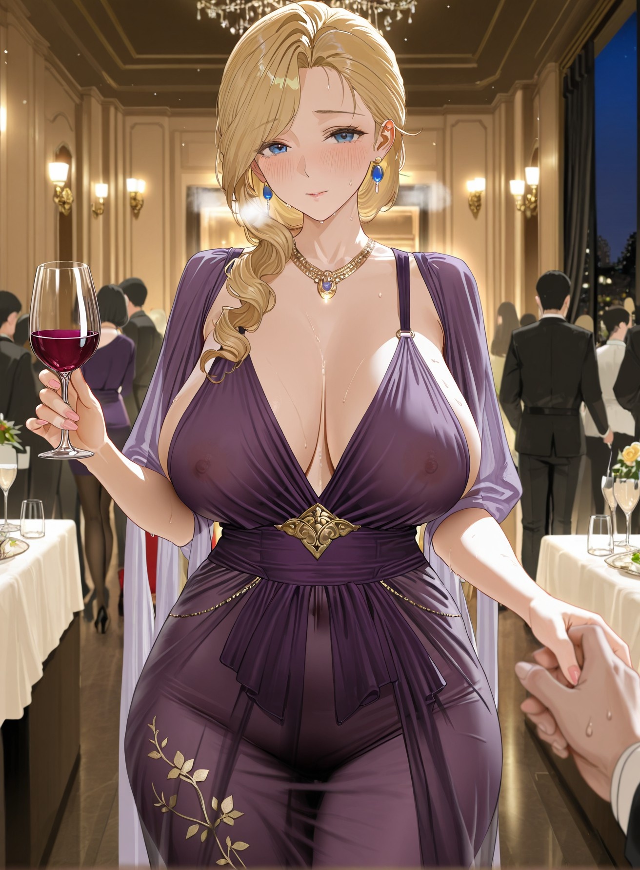 AI Generated Anime Girl - 碧蓝航线 胡德：晚礼服巨乳露穴 黑丝高跟 312P