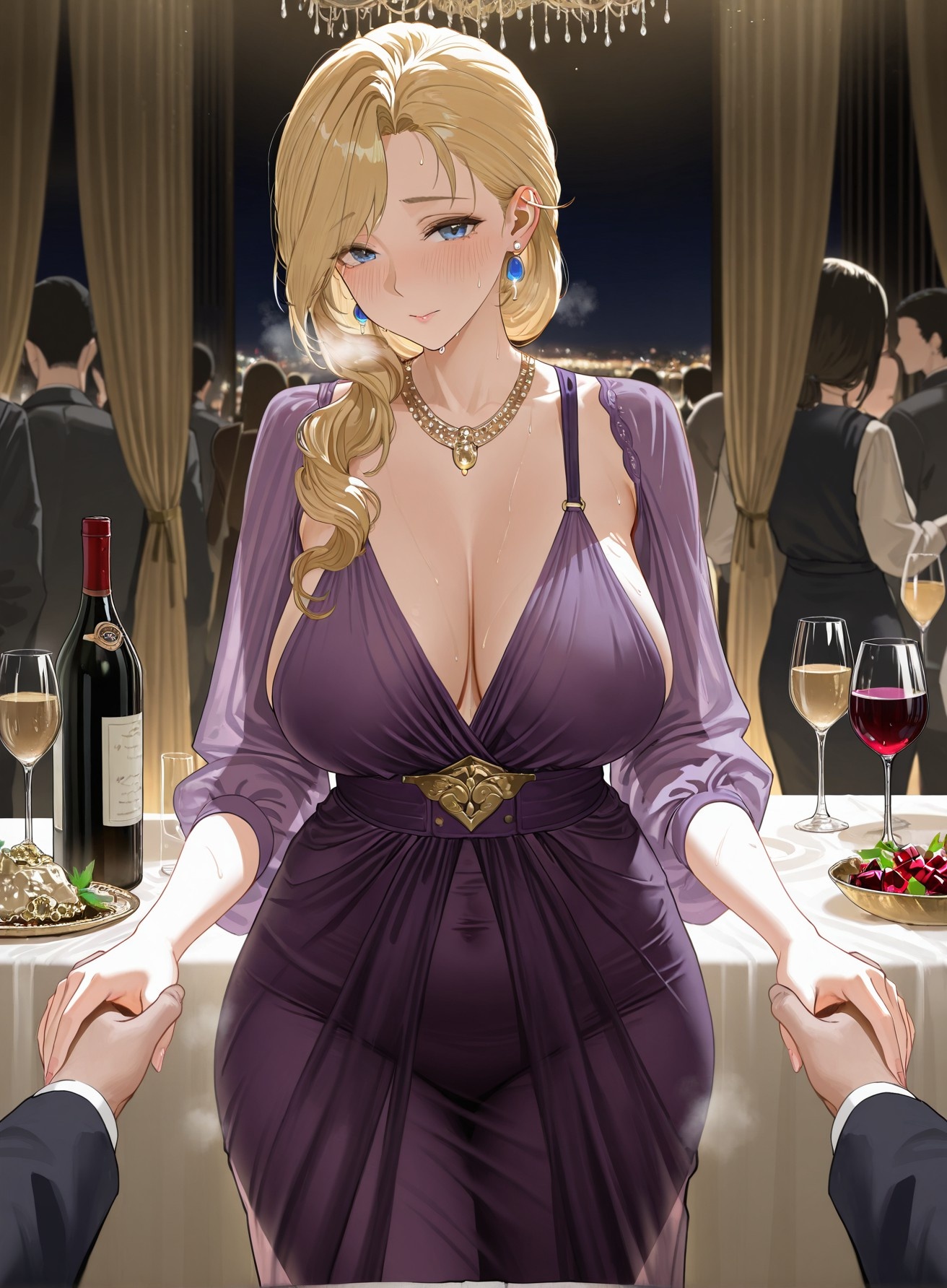 AI Generated Anime Girl - 碧蓝航线 胡德：晚礼服巨乳露穴 黑丝高跟 312P