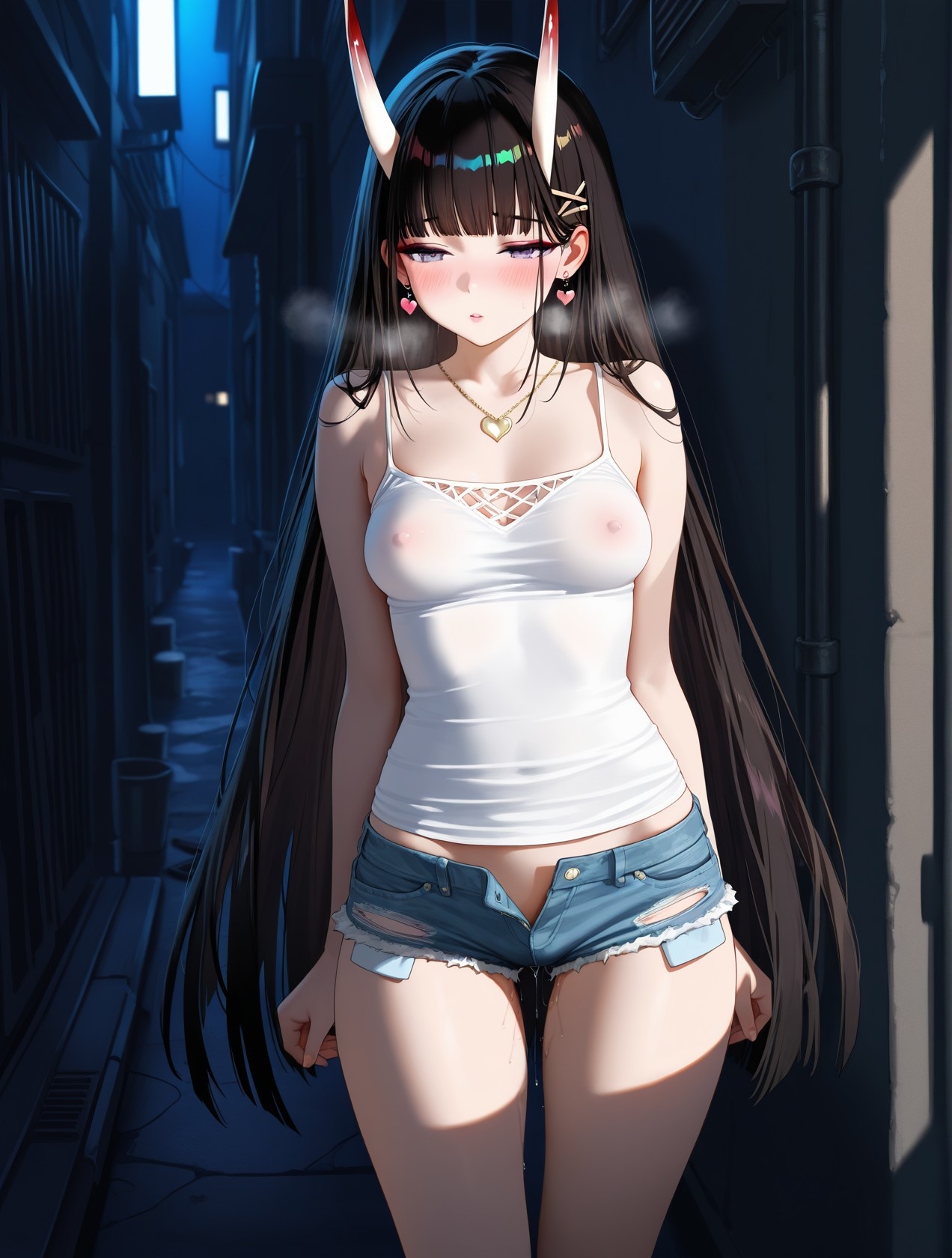 AI Generated Anime Girl - 碧蓝航线 能代站街：白背心热裤巨乳翘臀 道具挑逗 254P