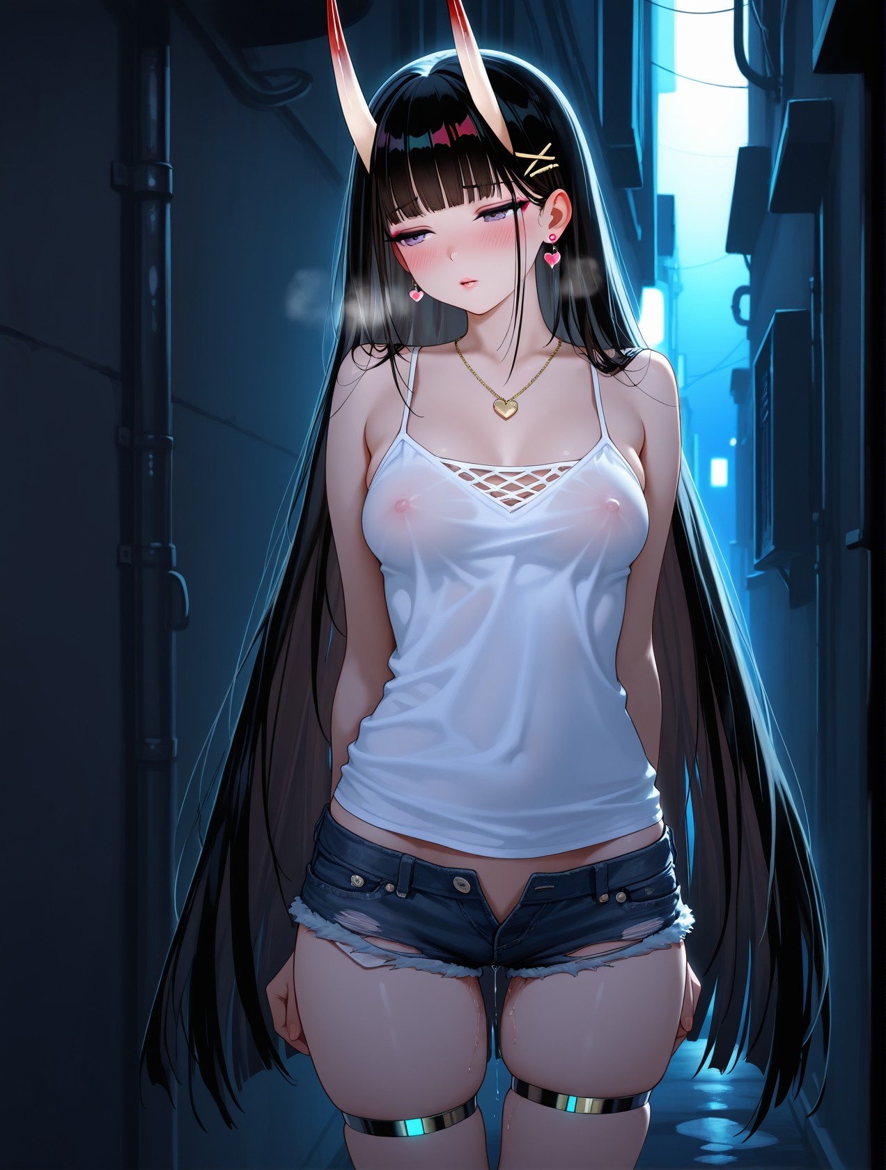 AI Generated Anime Girl - 碧蓝航线 能代站街：白背心热裤巨乳翘臀 道具挑逗 254P