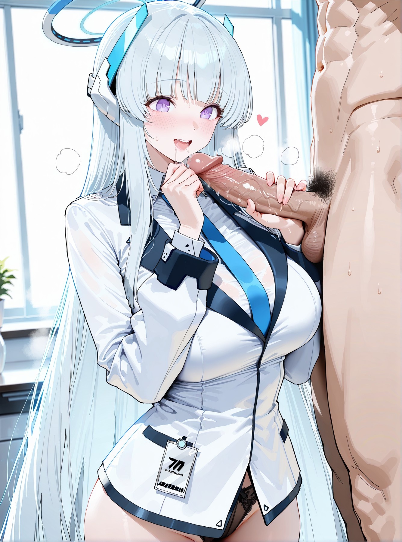 AI Generated Anime Girl - 碧蓝档案 Ushio Noa：白丝学生装露穴 145P