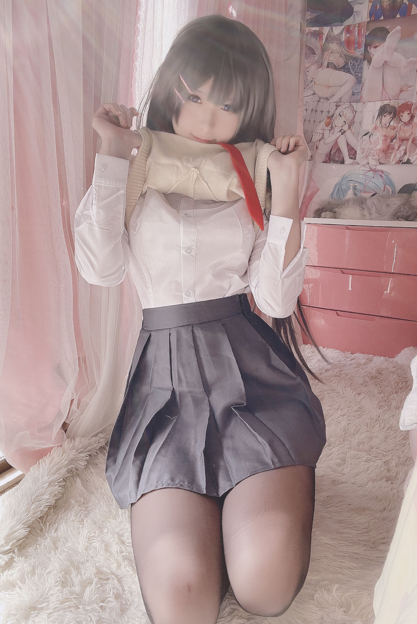 [cosplay] 习呆呆 - 樱岛麻衣：兔女郎黑丝露点大尺度还原 27P1V
