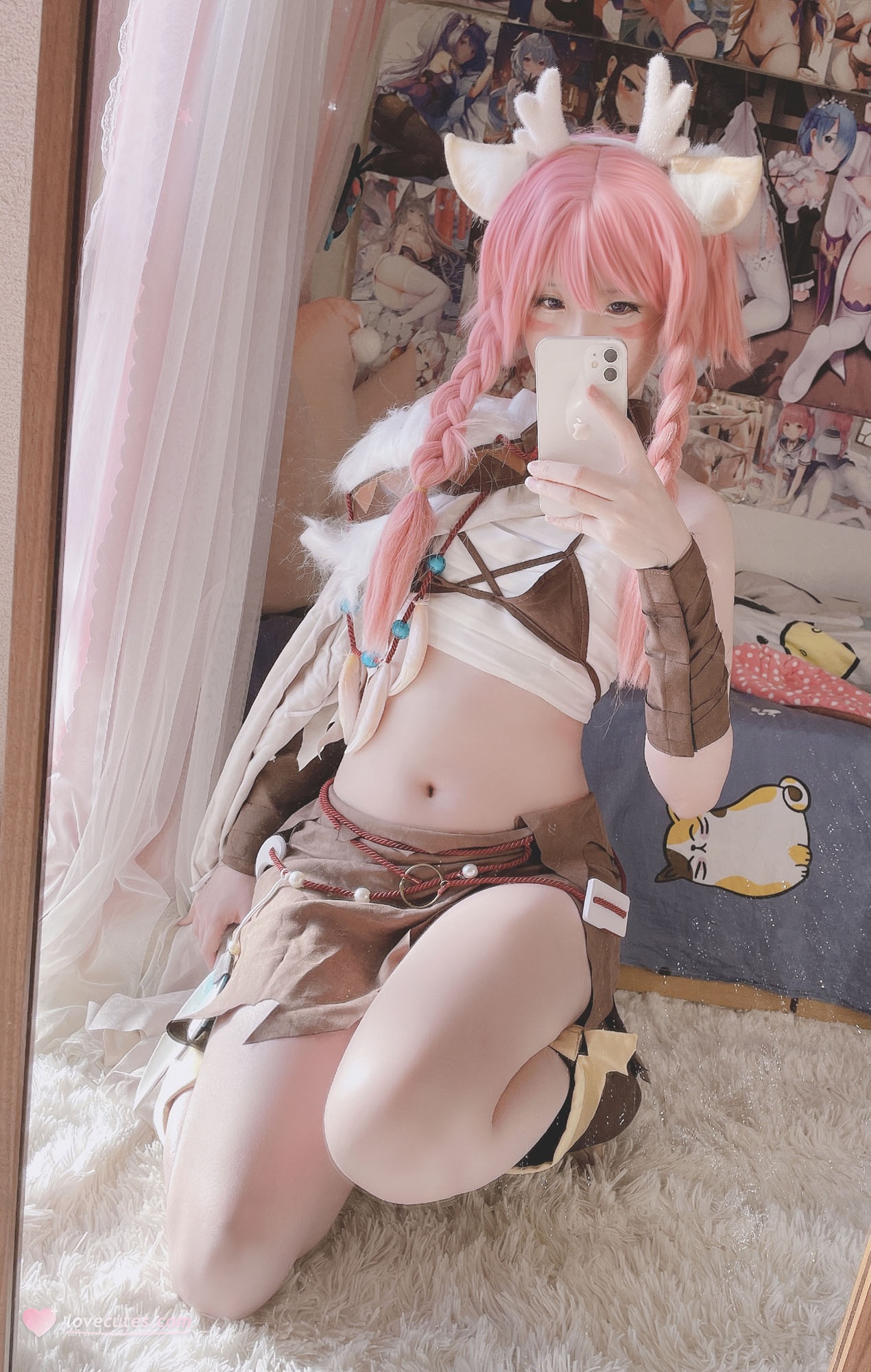 [cosplay] 习呆呆 - 瑶：粉发兽耳露点大尺度还原 23P1V