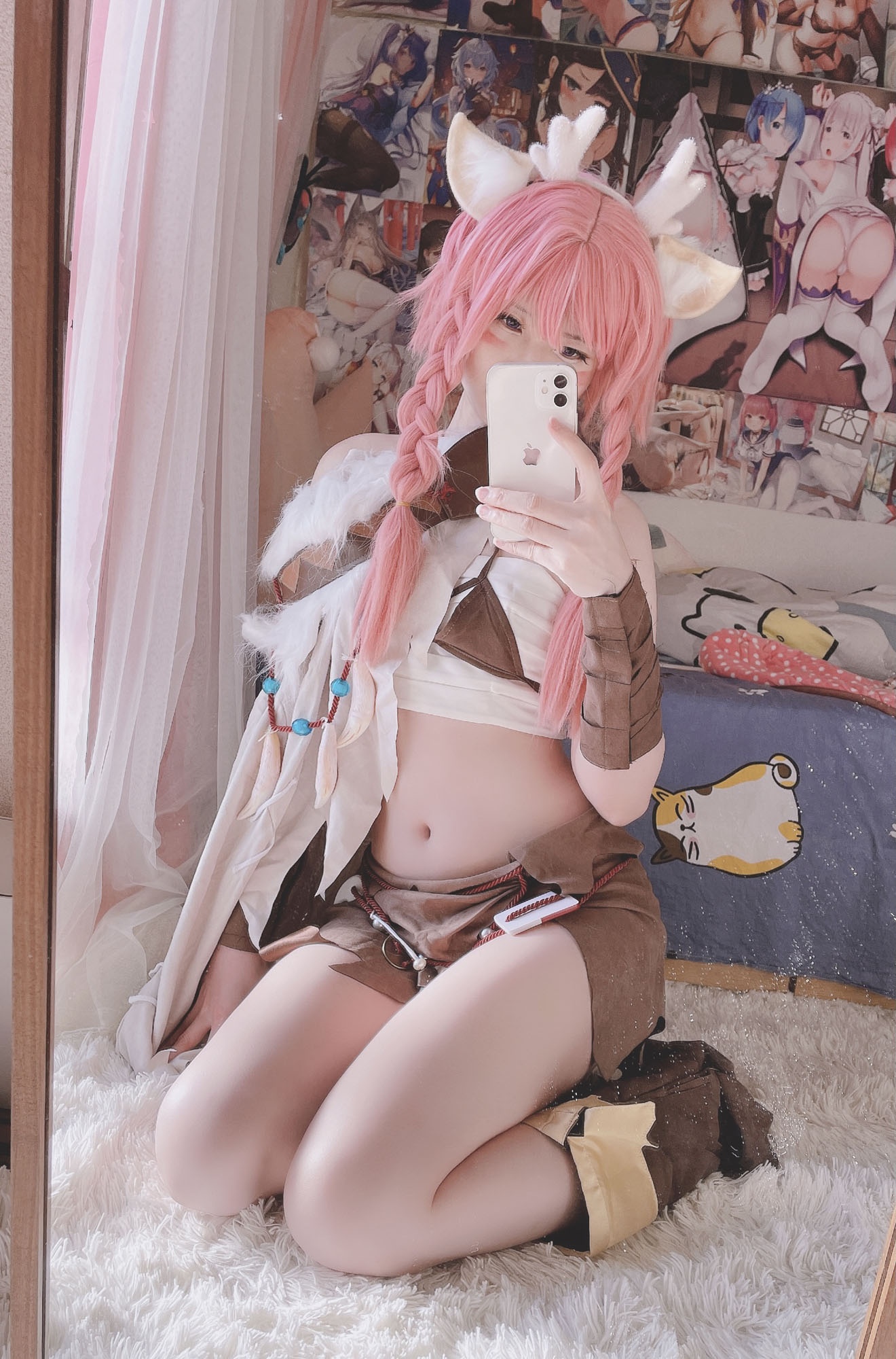[cosplay] 习呆呆 - 瑶：粉发兽耳露点大尺度还原 23P1V
