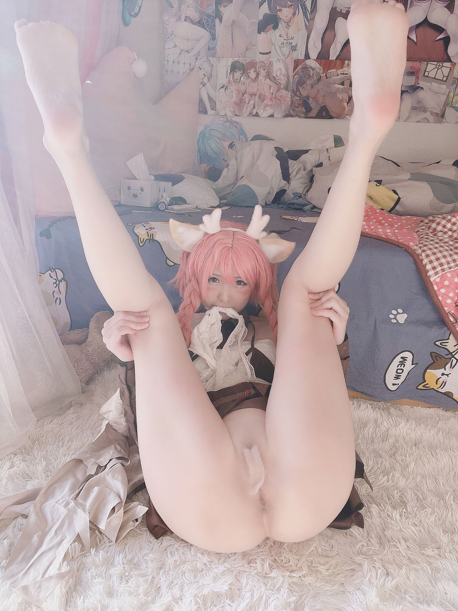 [cosplay] 习呆呆 - 瑶：粉发兽耳露点大尺度还原 23P1V