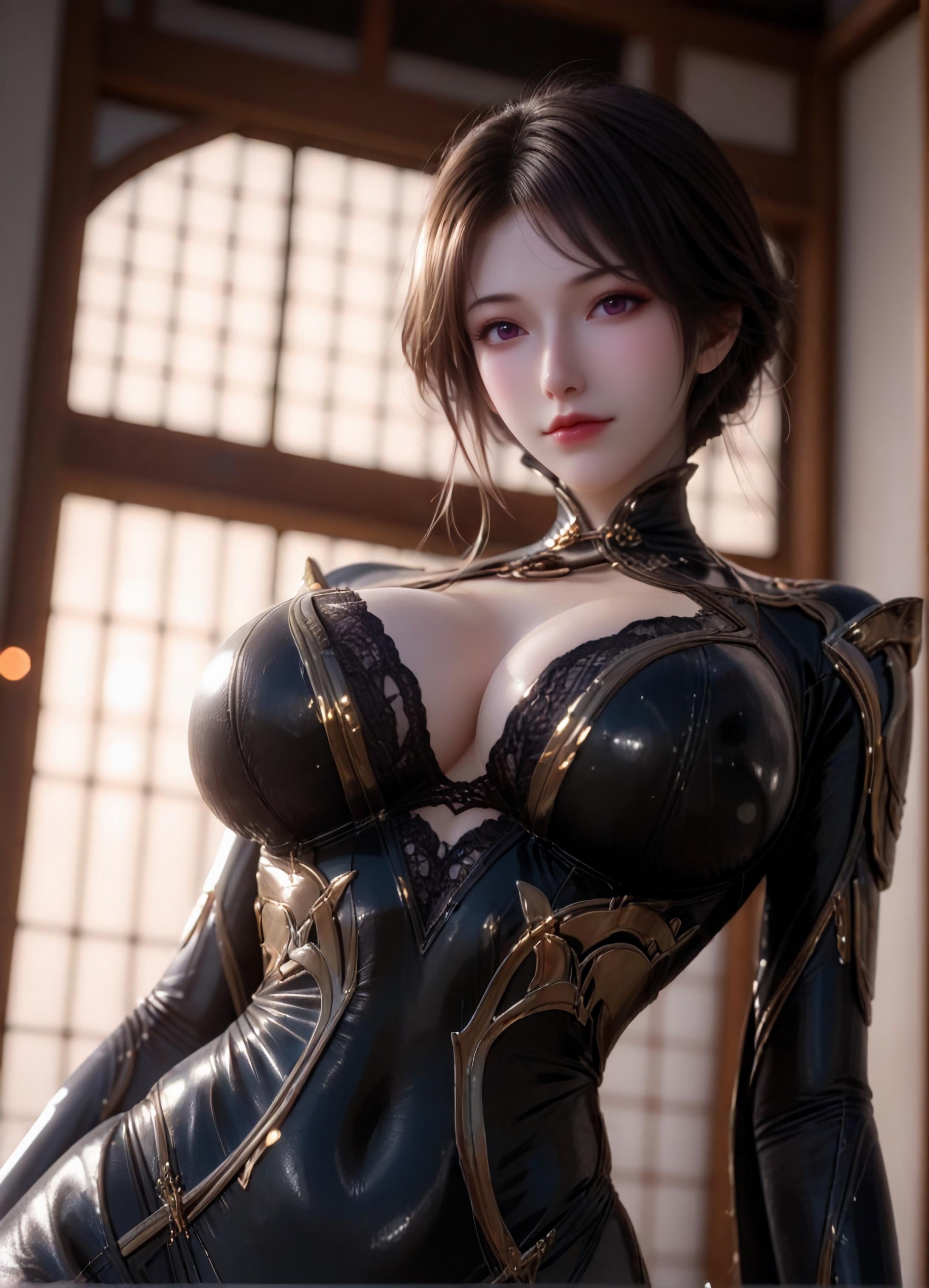 Cô Gái Anime Tạo Bởi AI - 斗罗大陆 朱竹云: Đầm Đen Siết Chặt, 105P
