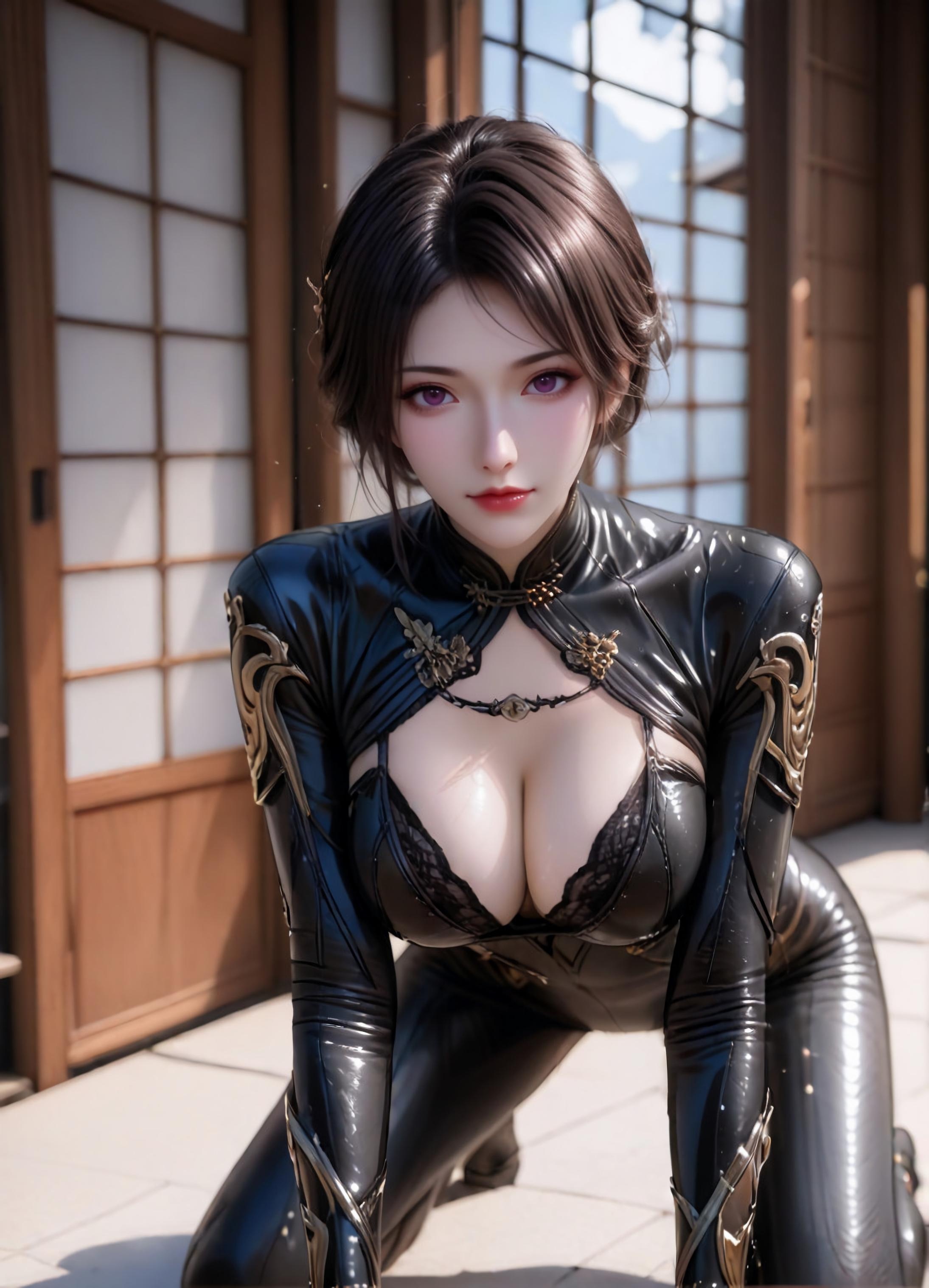 Cô Gái Anime Tạo Bởi AI - 斗罗大陆 朱竹云: Đầm Đen Siết Chặt, 105P