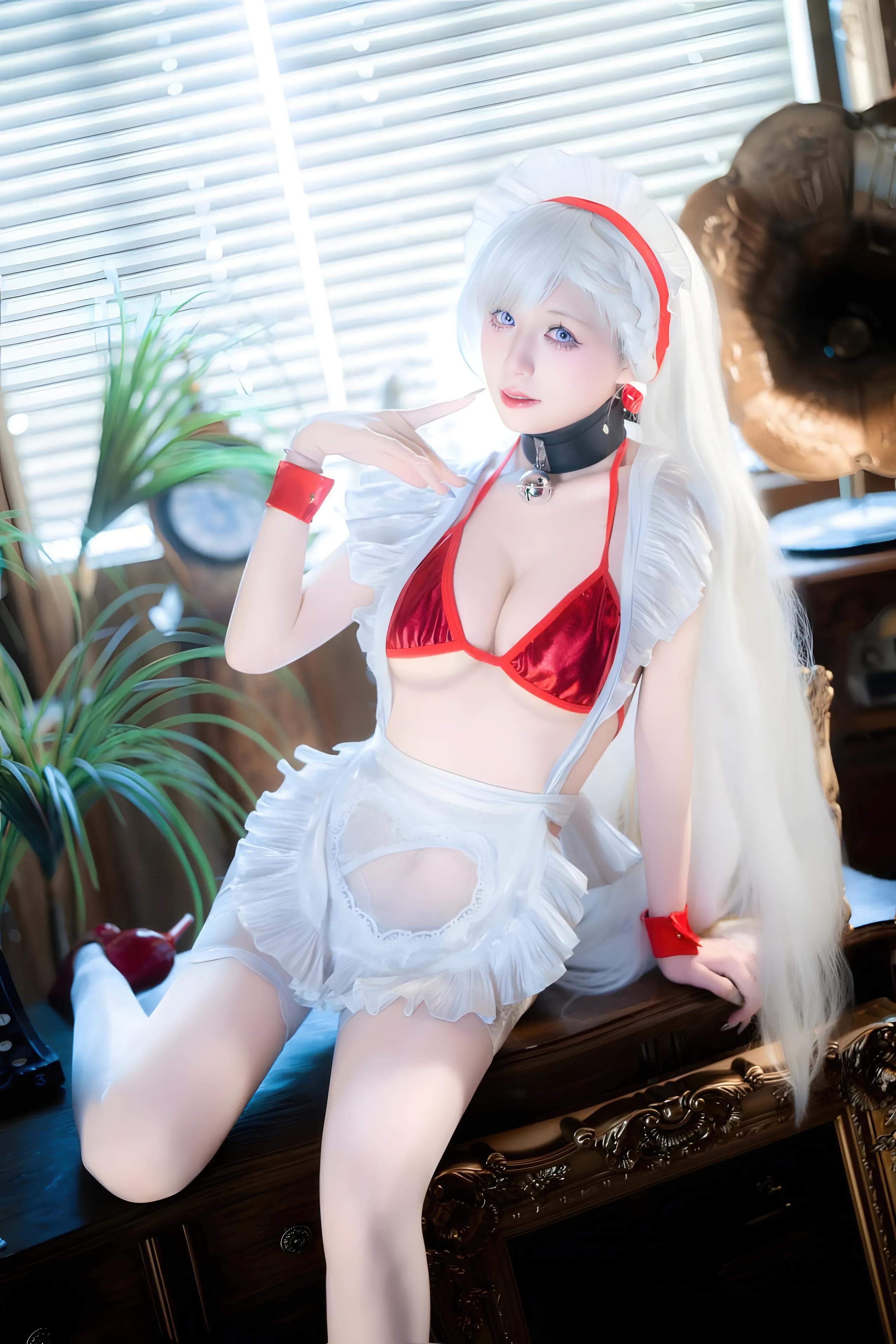 [cosplay] 双木扶苏 - 碧蓝航线 贝法：女仆白丝美腿还原 30P
