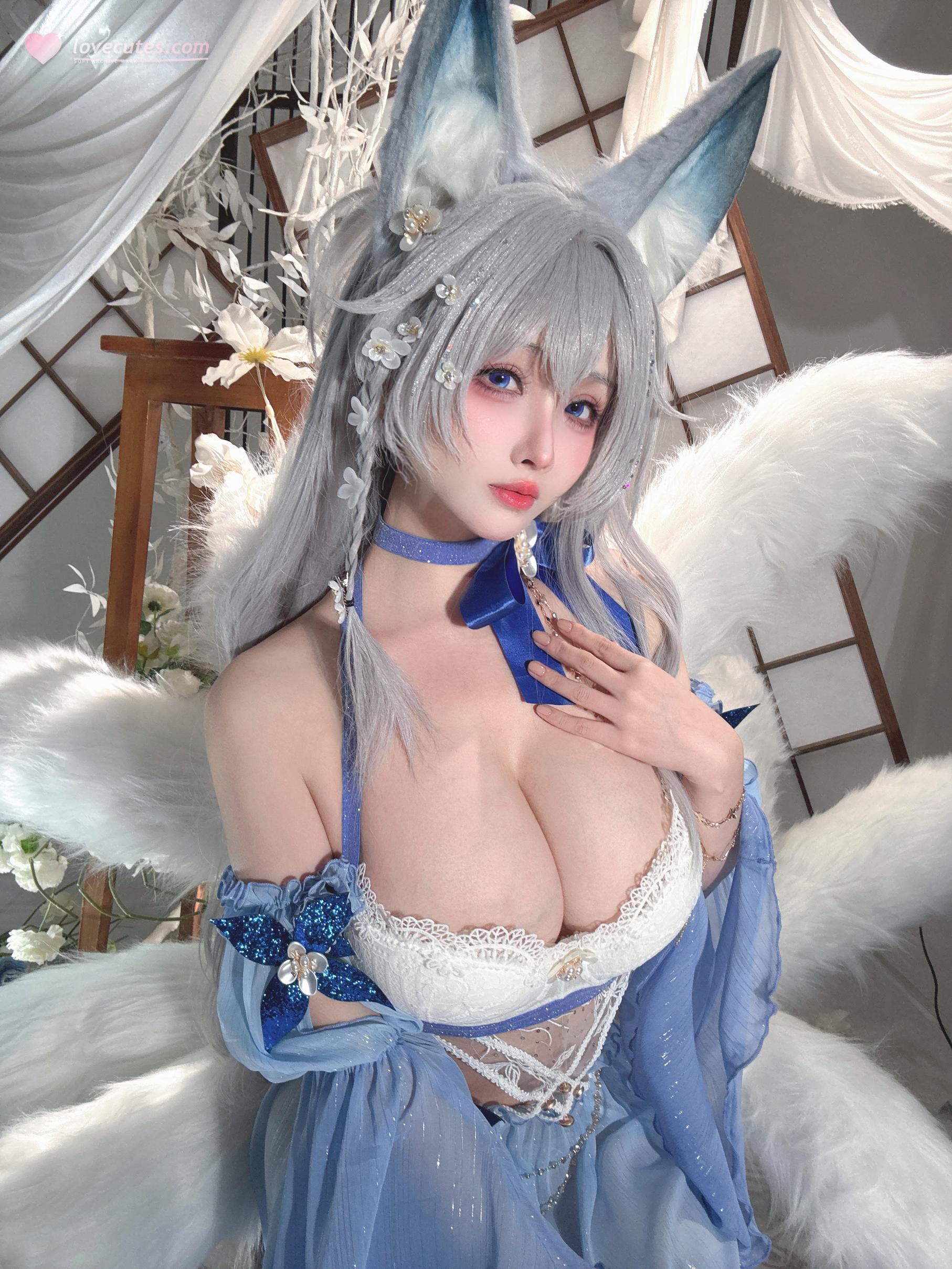 【コスプレ】rioko凉凉子 - 信浓水夏：青白い狐耳と美胸美腿の再現 37P