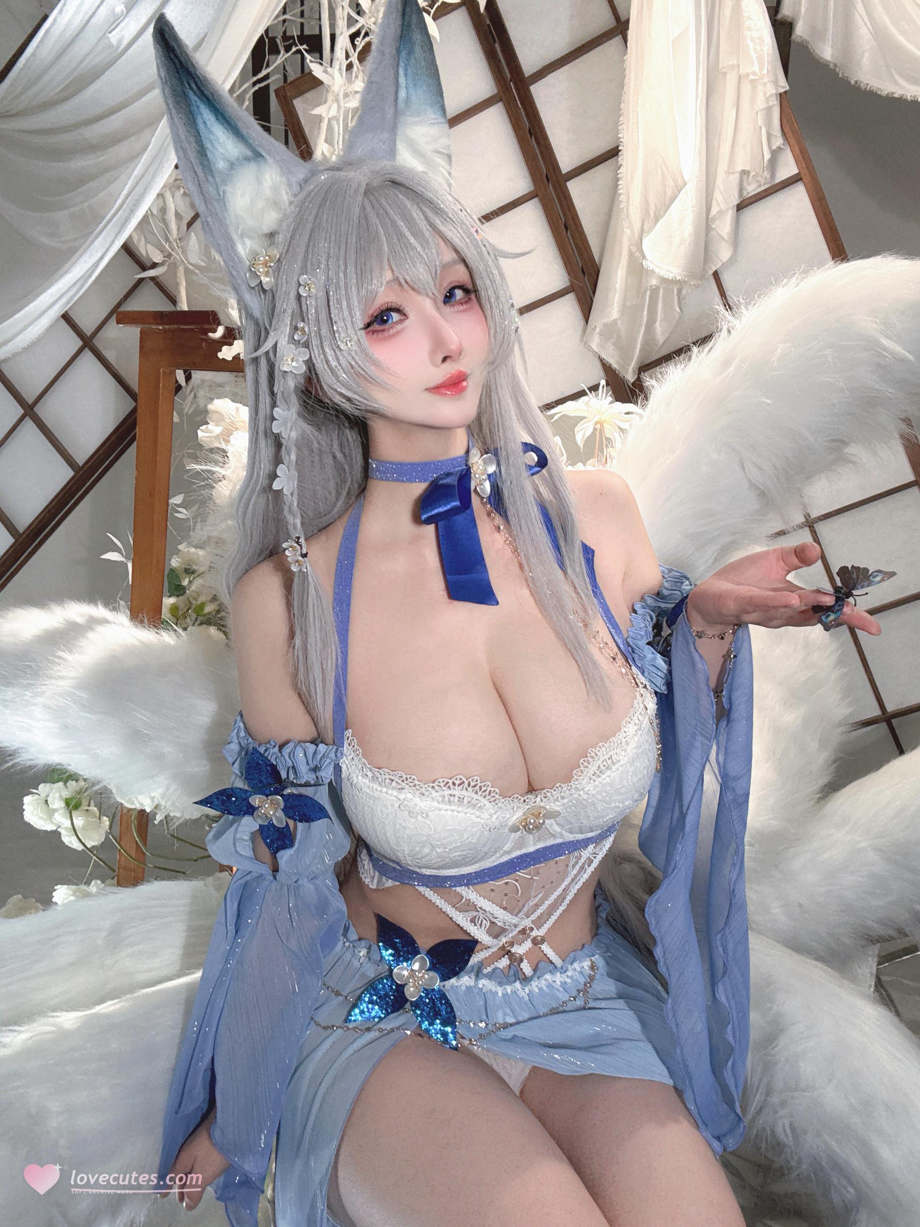 【コスプレ】rioko凉凉子 - 信浓水夏：青白い狐耳と美胸美腿の再現 37P