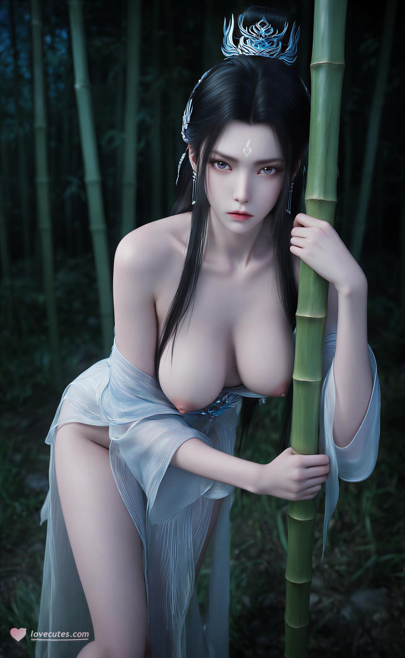 AI Generated Anime Girl - 诛仙 陆雪琪：黑发巨乳纱裙诱惑 138P