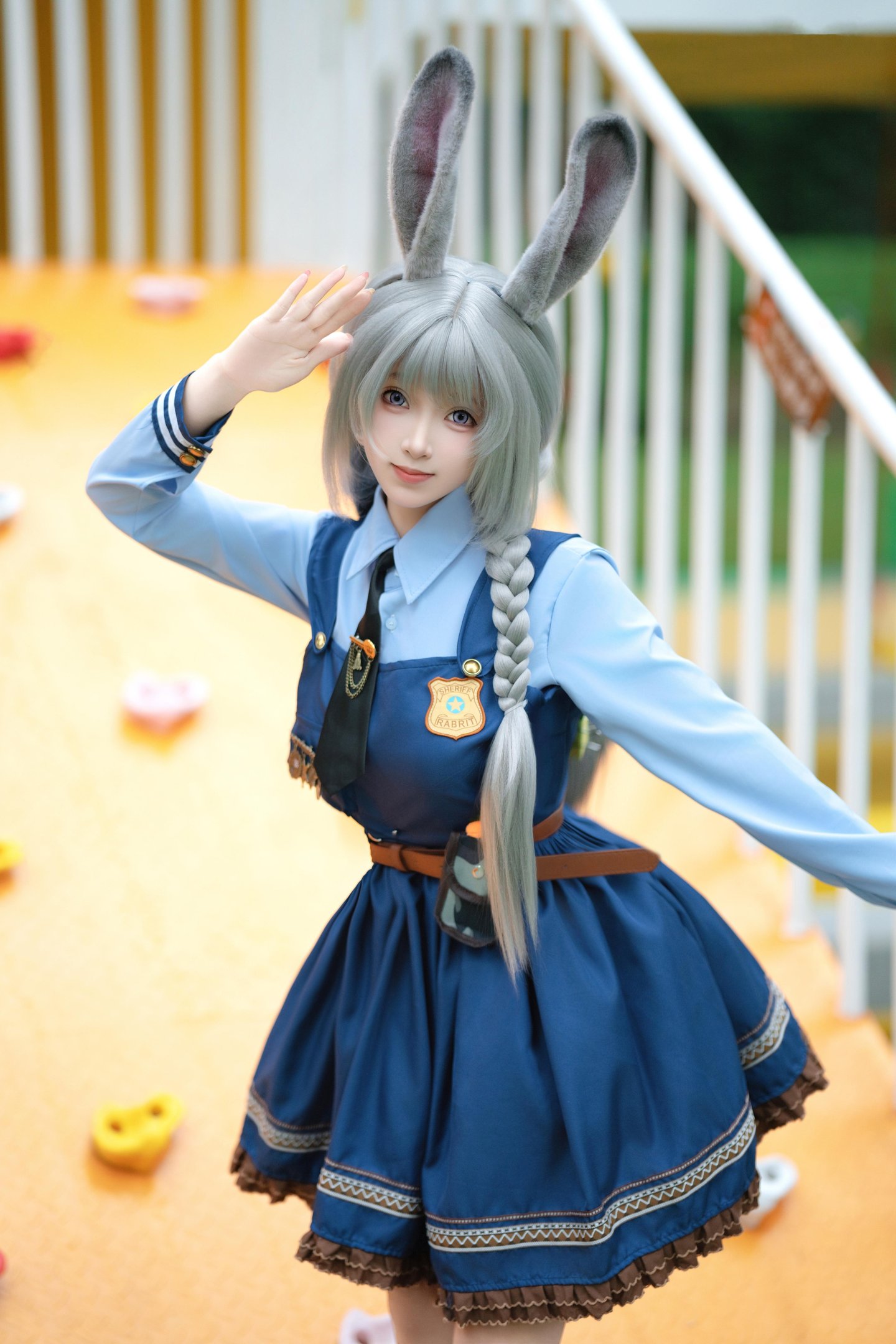 [cosplay] Bangni邦尼 - 兔子警官：蓝制服兔耳警官 高叉系带大尺度 72P8V