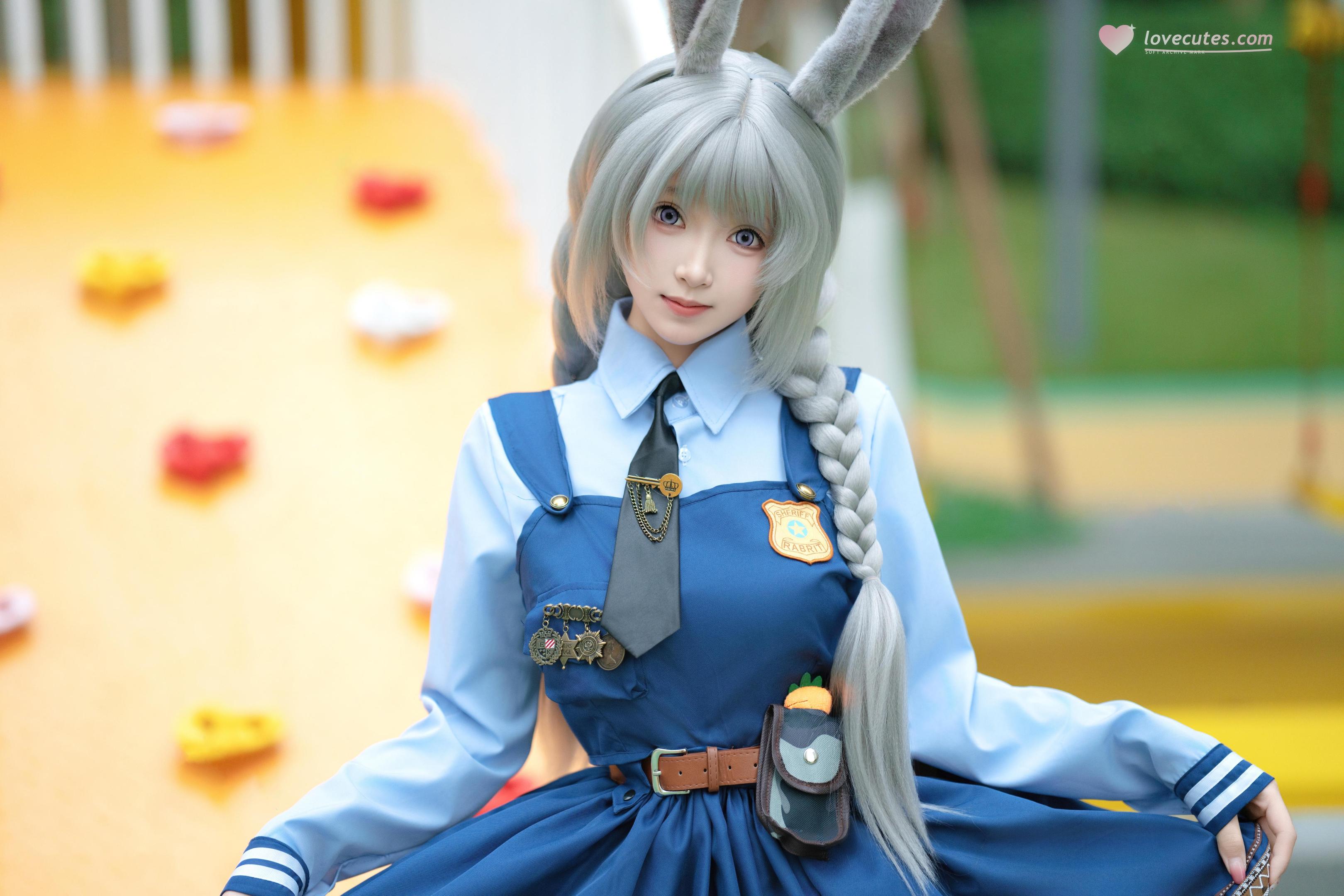 [cosplay] Bangni邦尼 - 兔子警官：蓝制服兔耳警官 高叉系带大尺度 72P8V