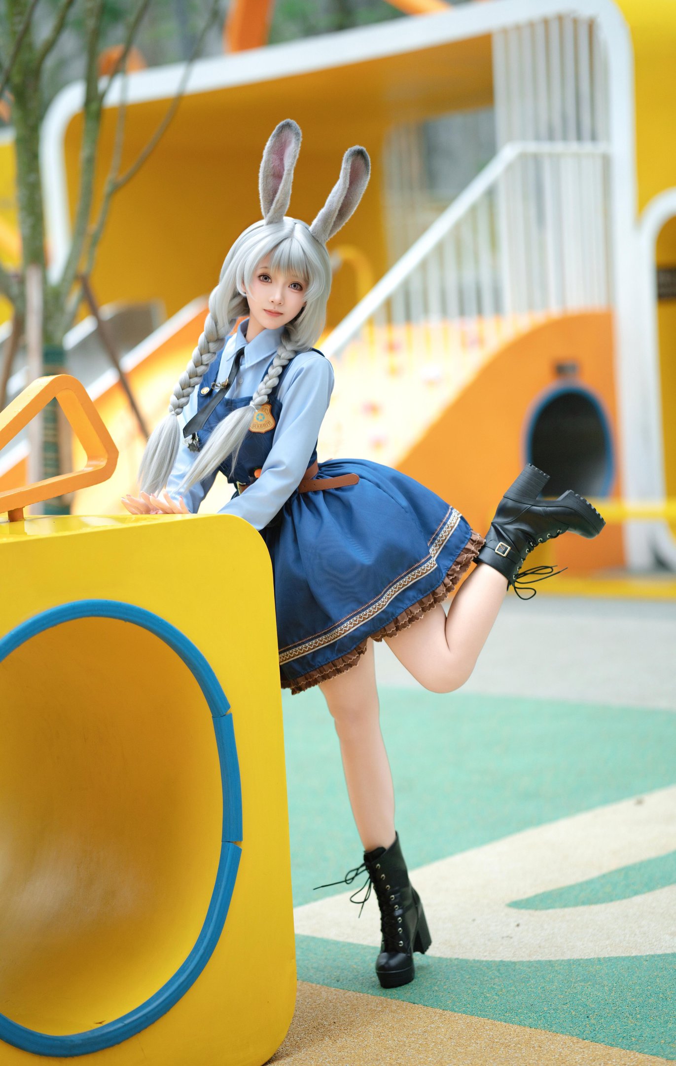 [cosplay] Bangni邦尼 - 兔子警官：蓝制服兔耳警官 高叉系带大尺度 72P8V