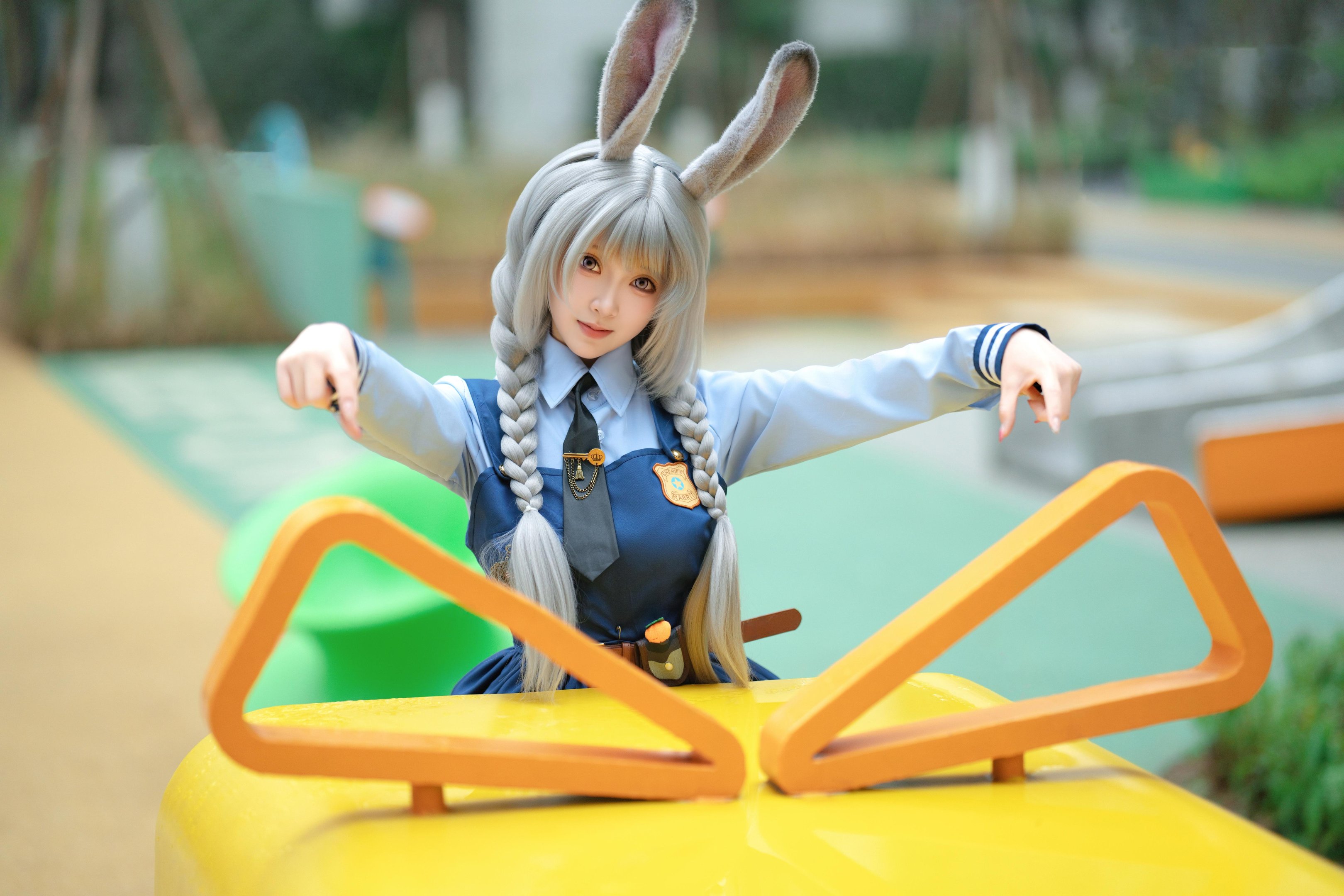 [cosplay] Bangni邦尼 - 兔子警官：蓝制服兔耳警官 高叉系带大尺度 72P8V