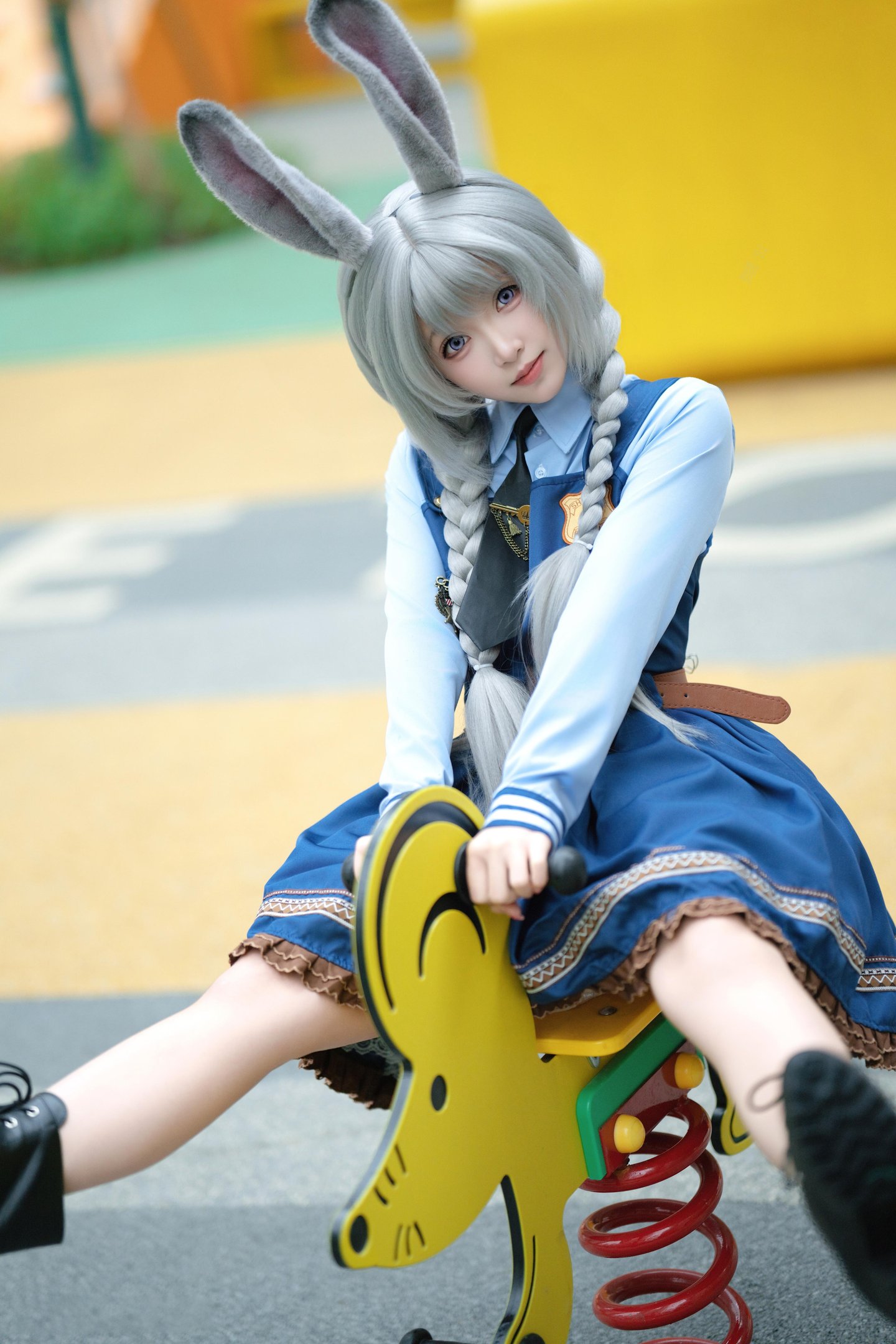 [cosplay] Bangni邦尼 - 兔子警官：蓝制服兔耳警官 高叉系带大尺度 72P8V