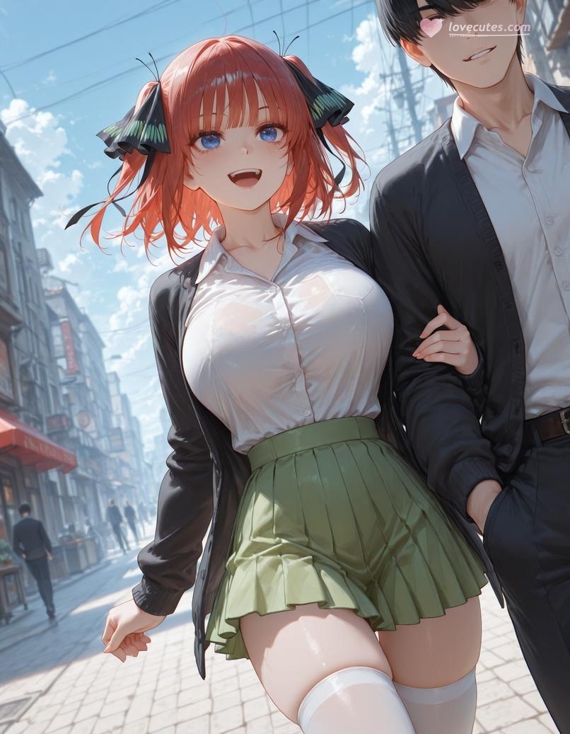 AI Generated Anime Girl - 五等分的新娘 中野二乃 痴汉列车：蕾丝内衣学生装 325P