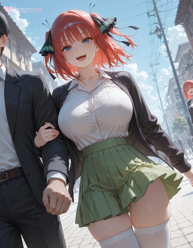 AI Generated Anime Girl - 五等分的新娘 中野二乃 痴汉列车：蕾丝内衣学生装 325P